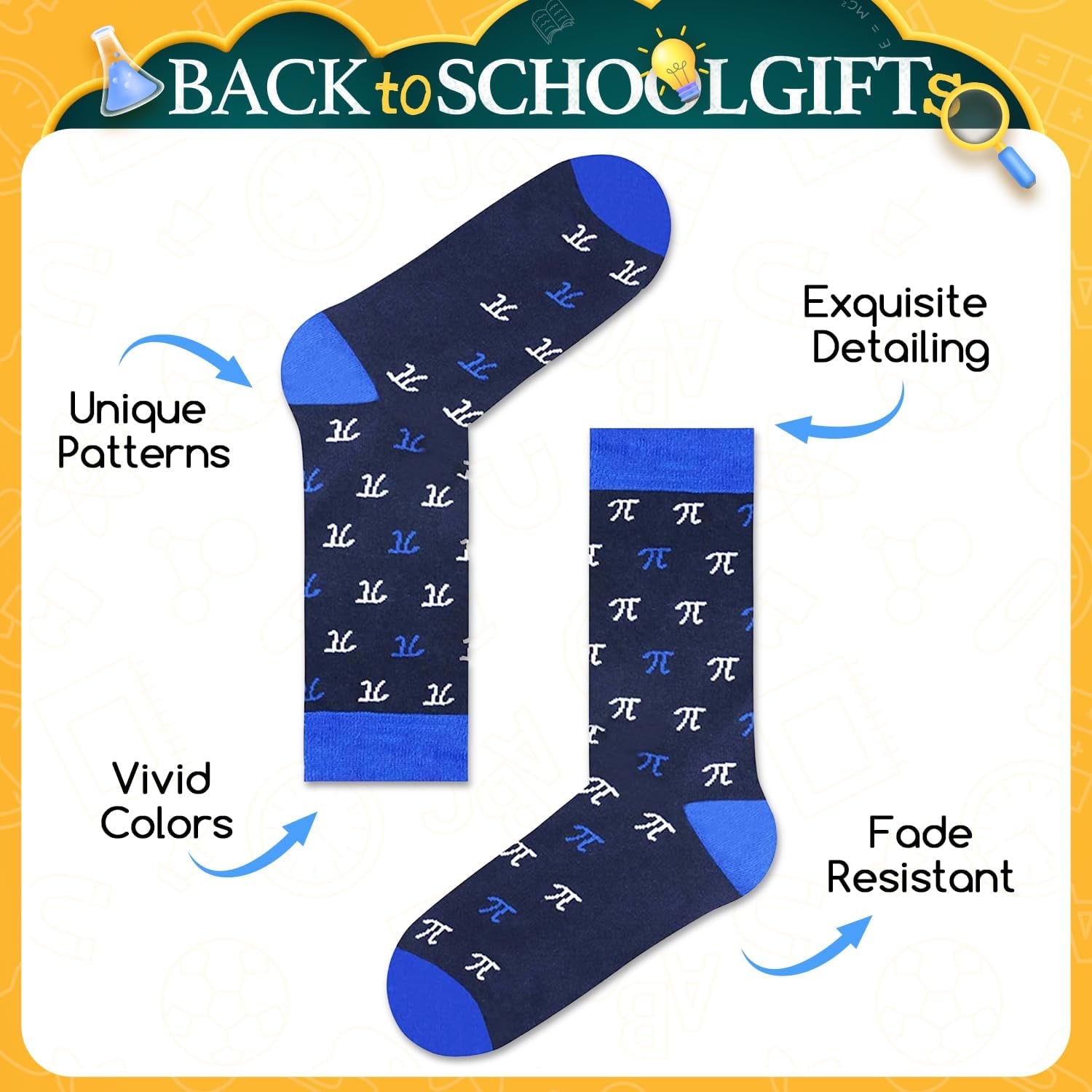 HAPPYPOP Funny Socks for Men - Math Chemistry Gifts for Male, Pi Day Gifts for Math Lovers