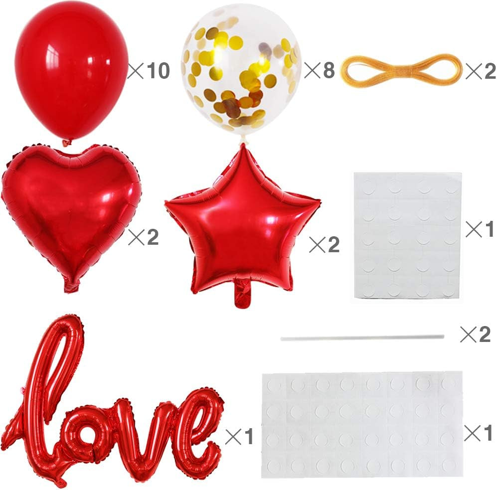GOER I LOU YOU Foil Balloons,23 Pcs Red Balloon Set for Valentine'S Day Propose Weedding Decorations Party Supplies
