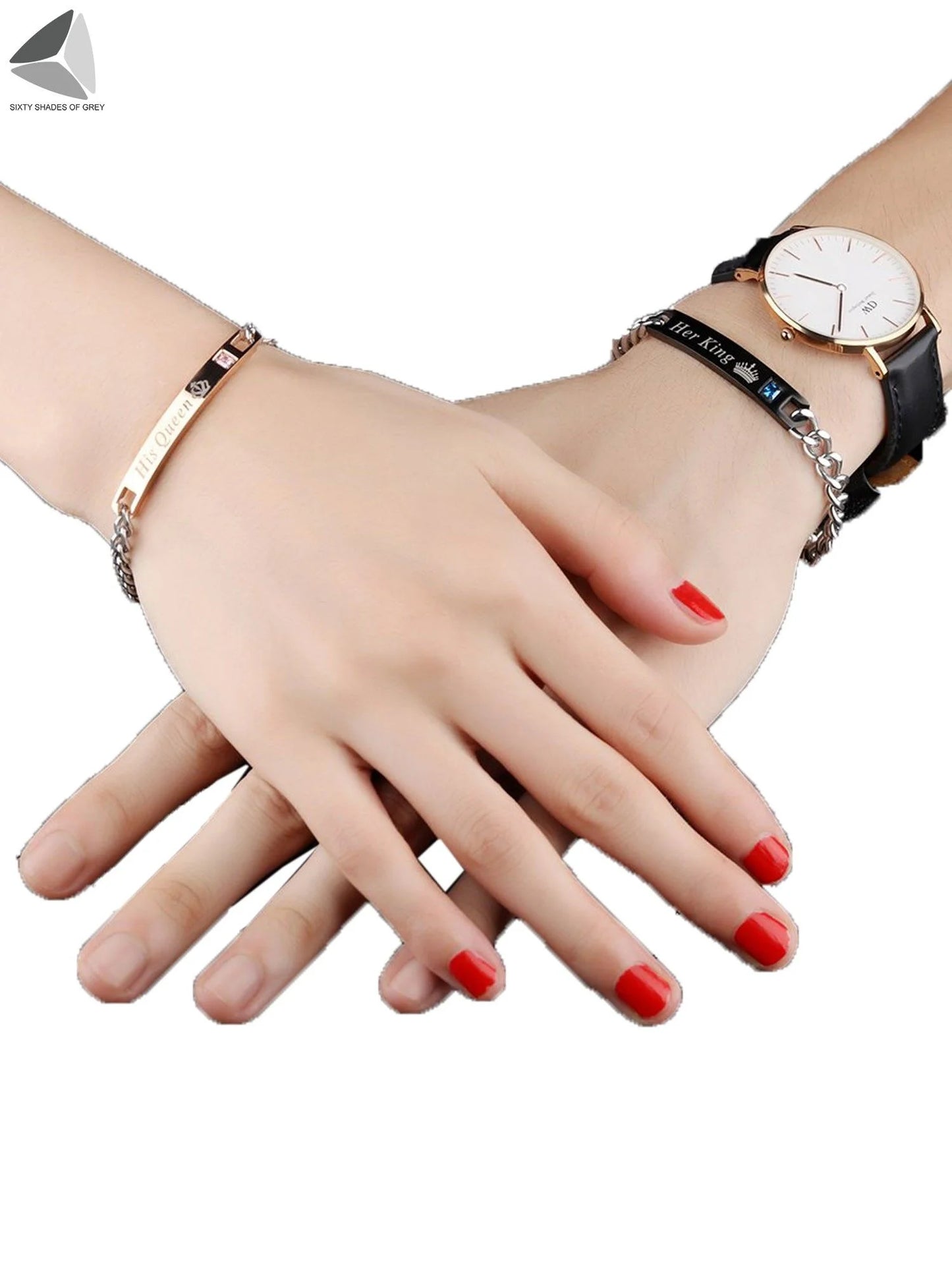 Stainless Steel Couple Bracelets His Queen Her King Bracelets for Couples Jewelry Matching Set Christmas Anniversary Valentine'S Day Gift (2 Pcs)