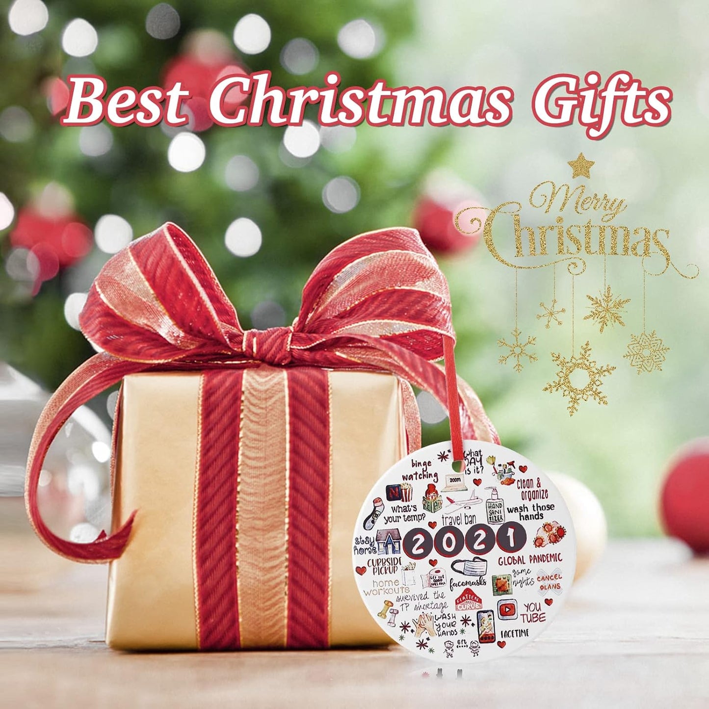 2021 Christmas Ornaments, Meaningful Christmas Tree Hanging Decorations Pandemic Commemorative Ornament Gift for Xmas