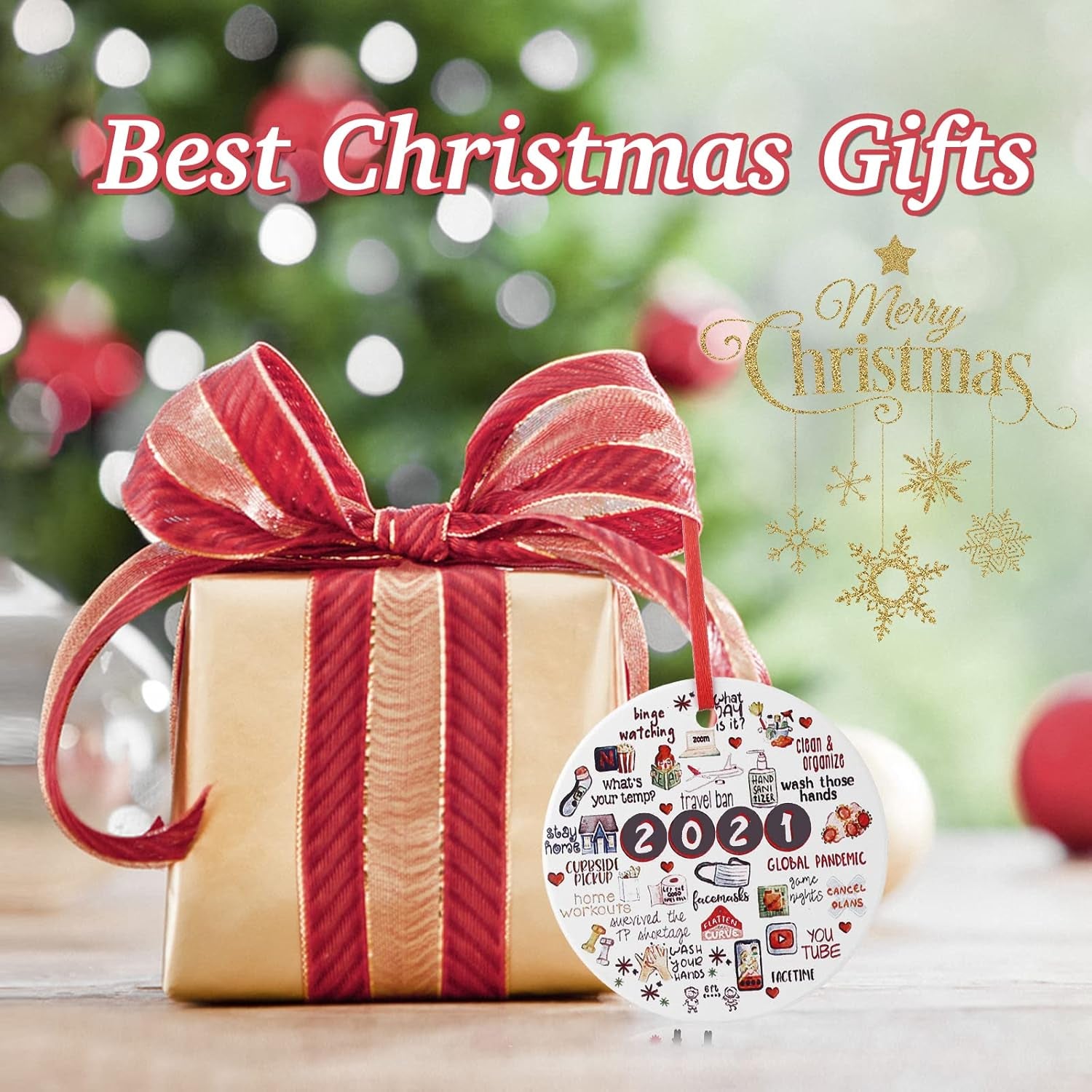 2021 Christmas Ornaments, Meaningful Christmas Tree Hanging Decorations Pandemic Commemorative Ornament Gift for Xmas