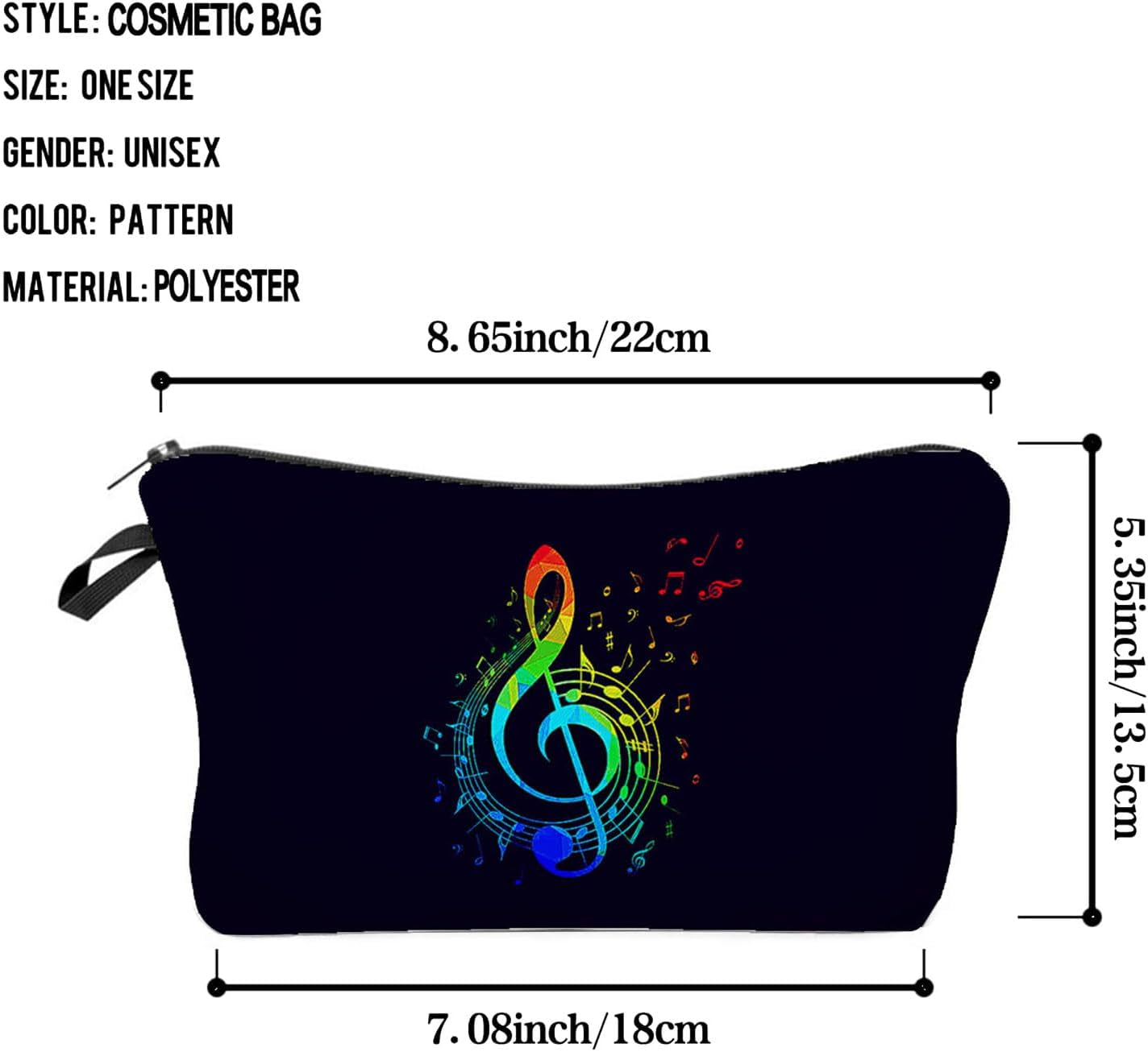 Musical Note Makeup Bag Cute Small Makeup Organizer Bag Travel Toiletry Zipper Pouch Birthday Christmas Gift for Music Lovers Musical Note Cosmetic Bag for Women Friends Sisters