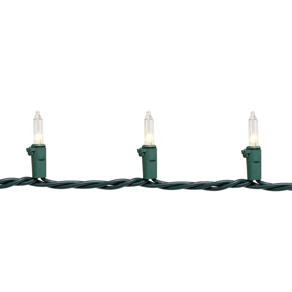 Incandescent Mini Christmas Lights - Clear - 10' Green Wire - 50Ct