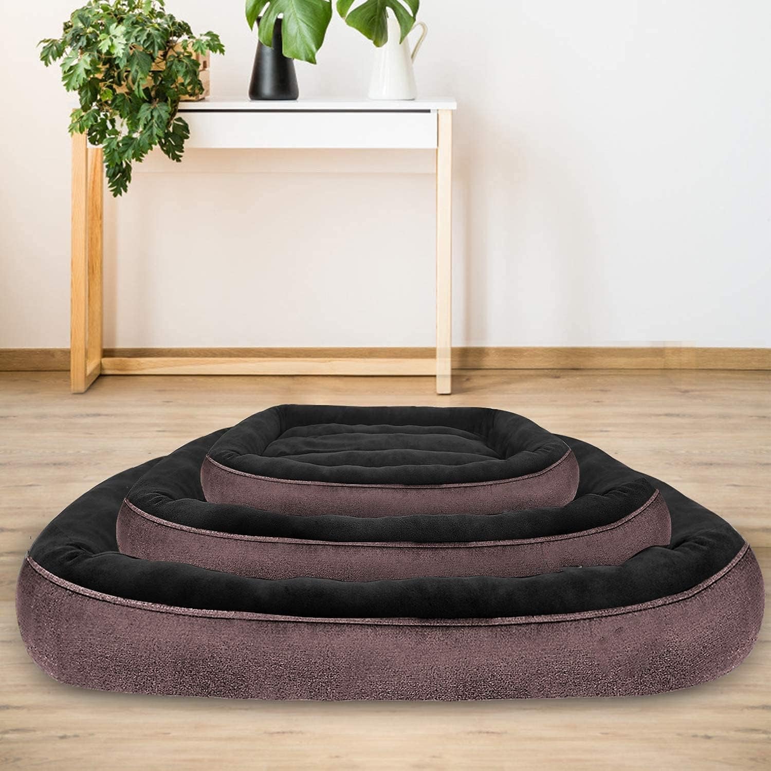 CLOUDZONE Dog Bed for Medium Dogs/Large/Small, Washable Rectangle Pet Bed Thickened Enough with Soft Coral Fleece and Non-Slip Bottom