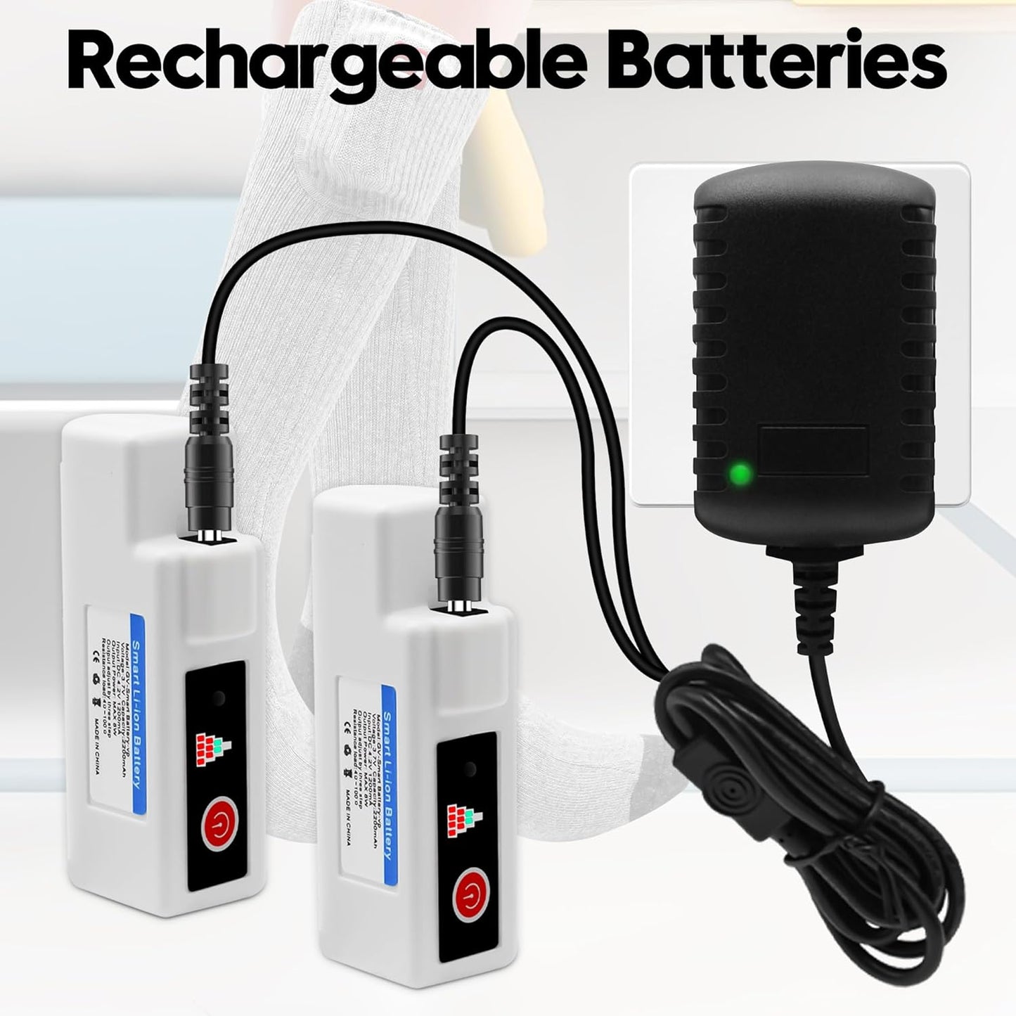 Autocastle Heated Socks for Men Women - Rechargeable Battery Electric Socks for Chronically Cold Feet - Winter Warm Thermal Washable Unisex Foot Warmer for Hunting Skiing Cycling