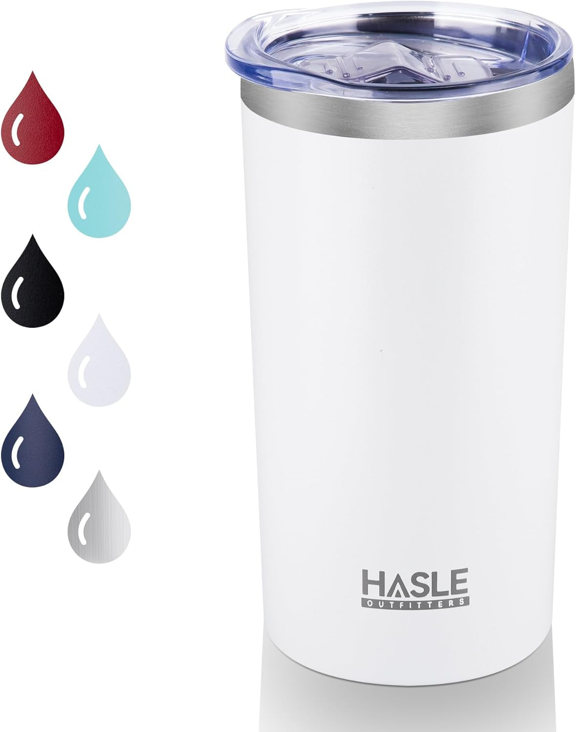 HASLE OUTFITTERS 20 Oz Skinny Tumblers Bulk Set, Stainless Steel Insulated Slim Tumblers with Lids Travel Water Cups(Stainless Steel, 8)