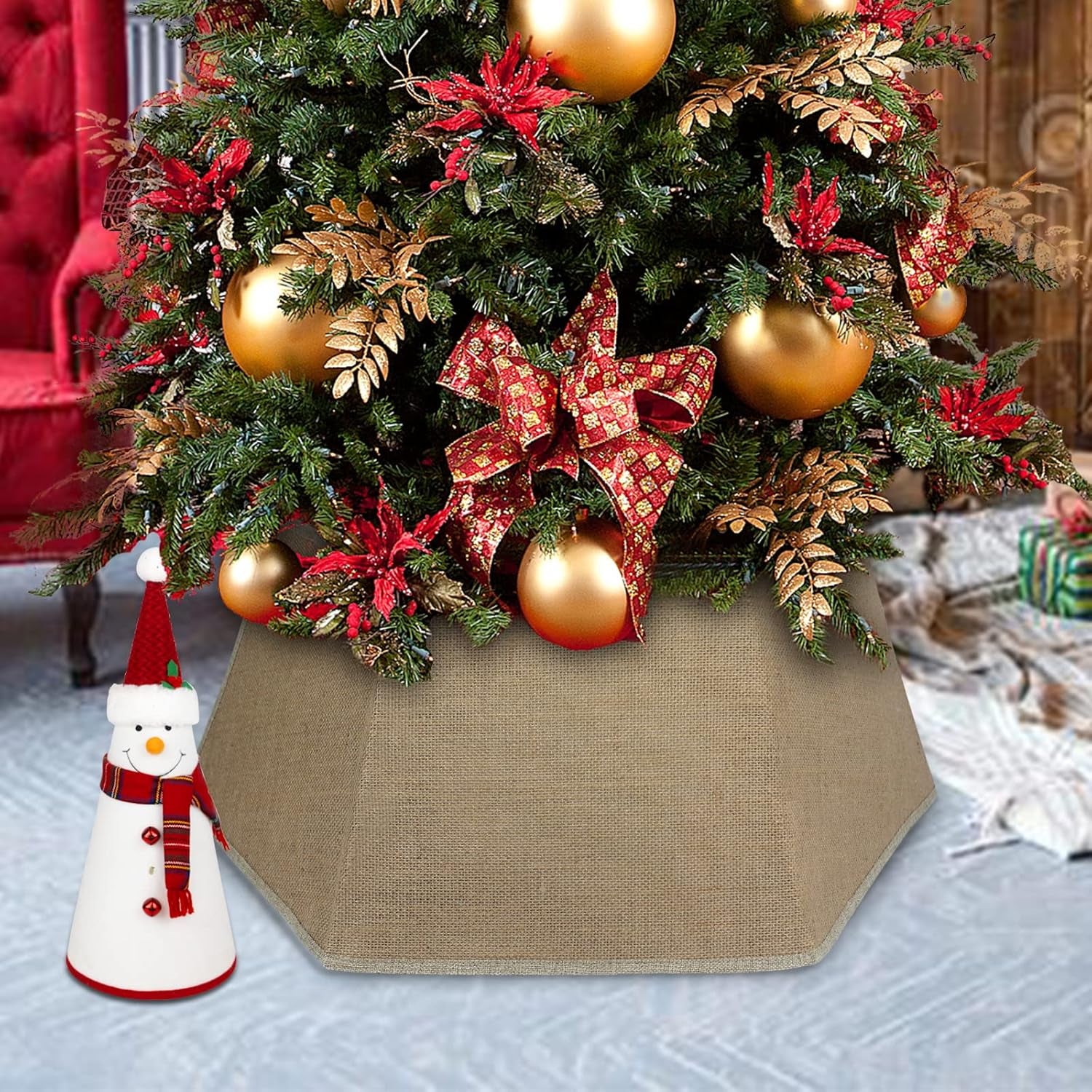 SHENG HONG 22 Inch Christmas Tree Collar Christmas Tree Skirts Tree Ring Christmas Decorations for Party Holiday Home Decoration