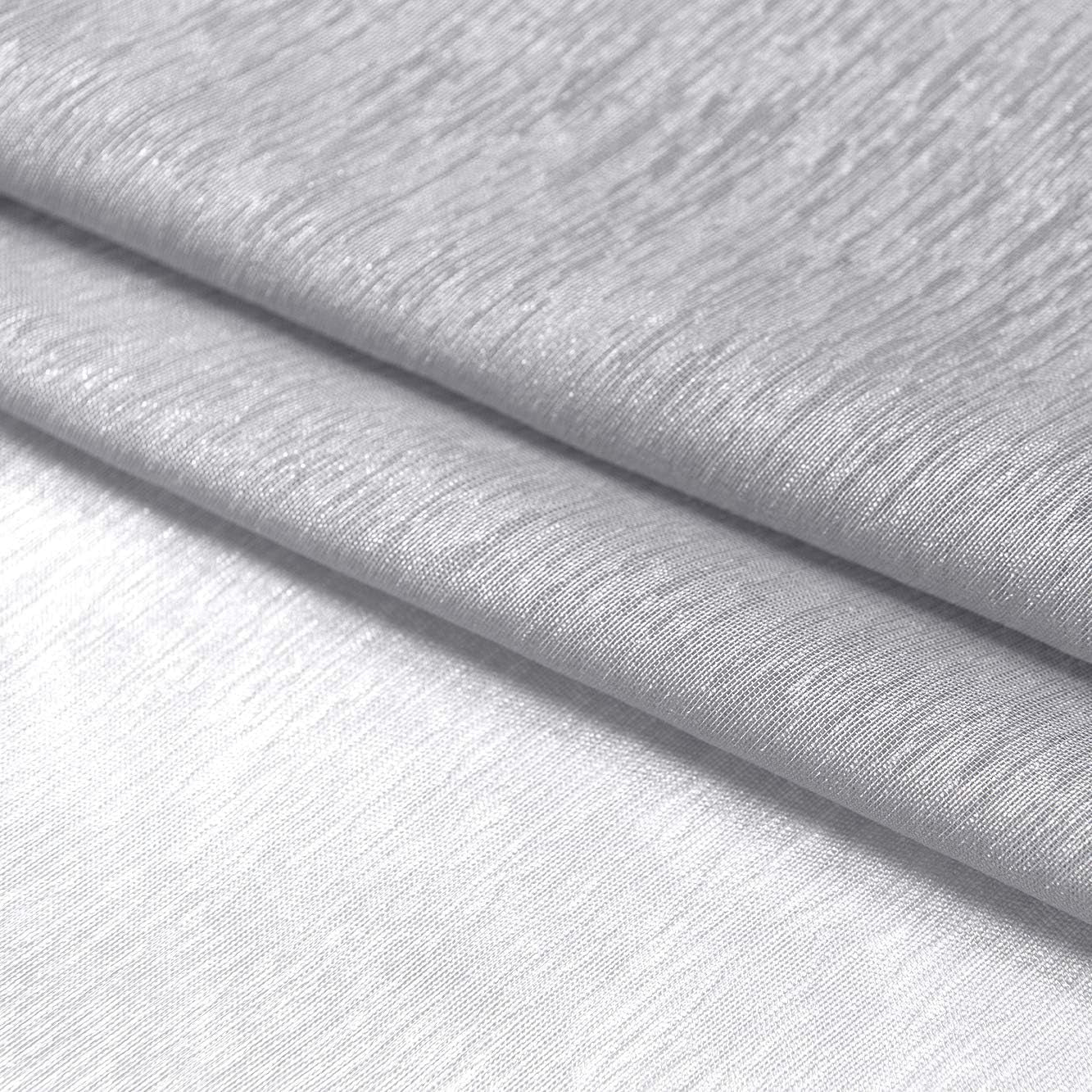 KOUFALL Silver Sheer Curtains, Luxury Curtain for Living Room Bedroom, Light Grey Grommet Backdrop Curtains for Party, 52 X 84 Inch Length, 2 Panels Set, Gray