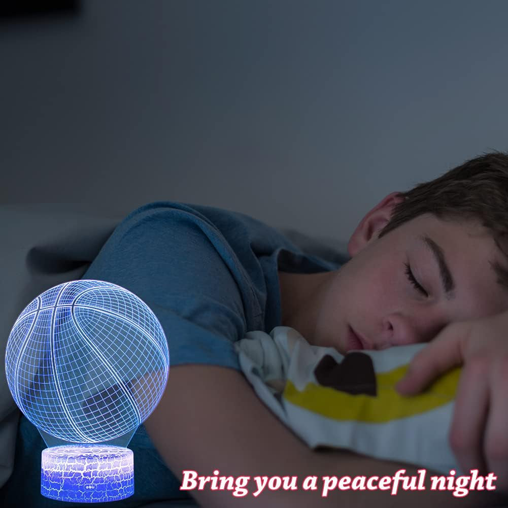 Basketball Night Light,3D LED Illusion Lamp with Remote Controller and USB Cable 16 Colors Changeable Lights Best Birthday Xmas Gift for Basketball Player Children