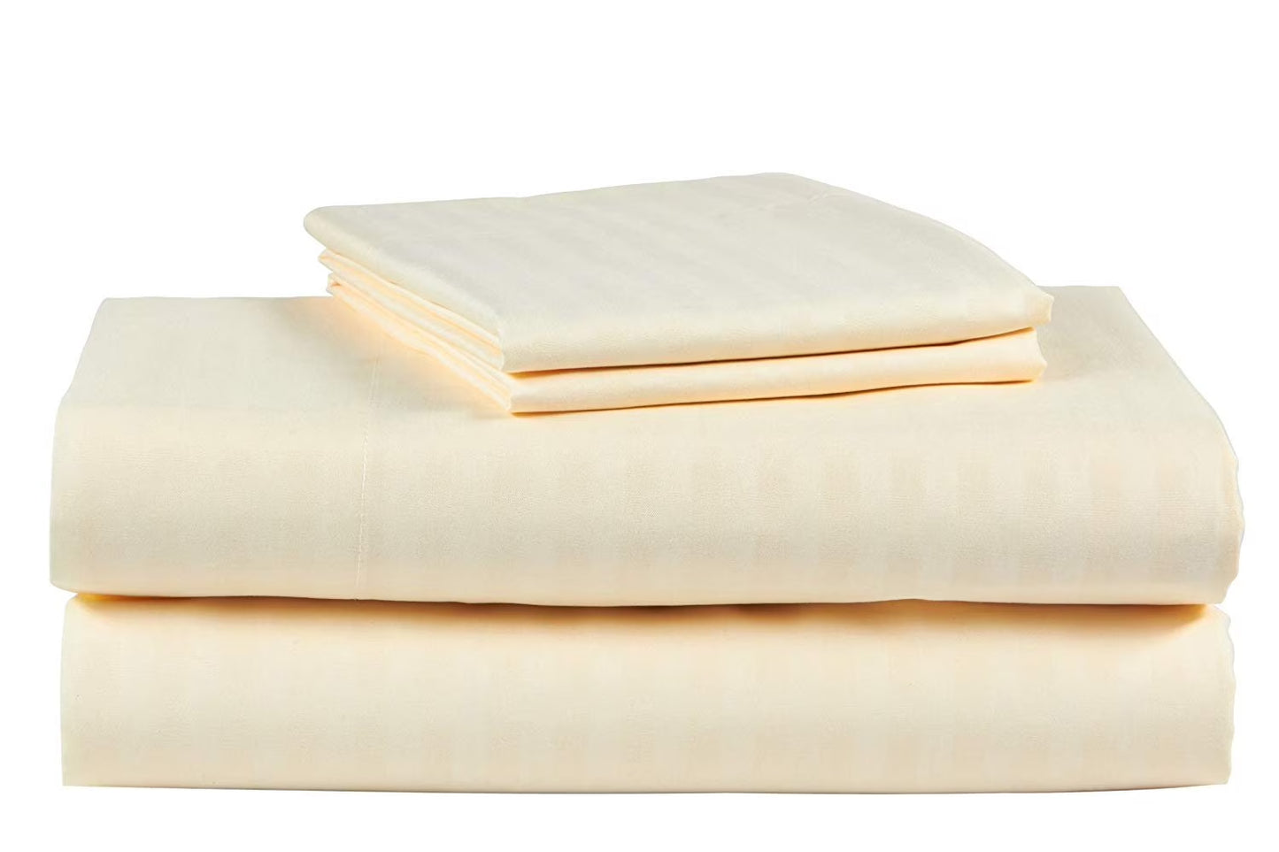 Queen Size Ivory 500 Thread Count 100% Cotton Sateen Dobby Stripe Sheet Set
