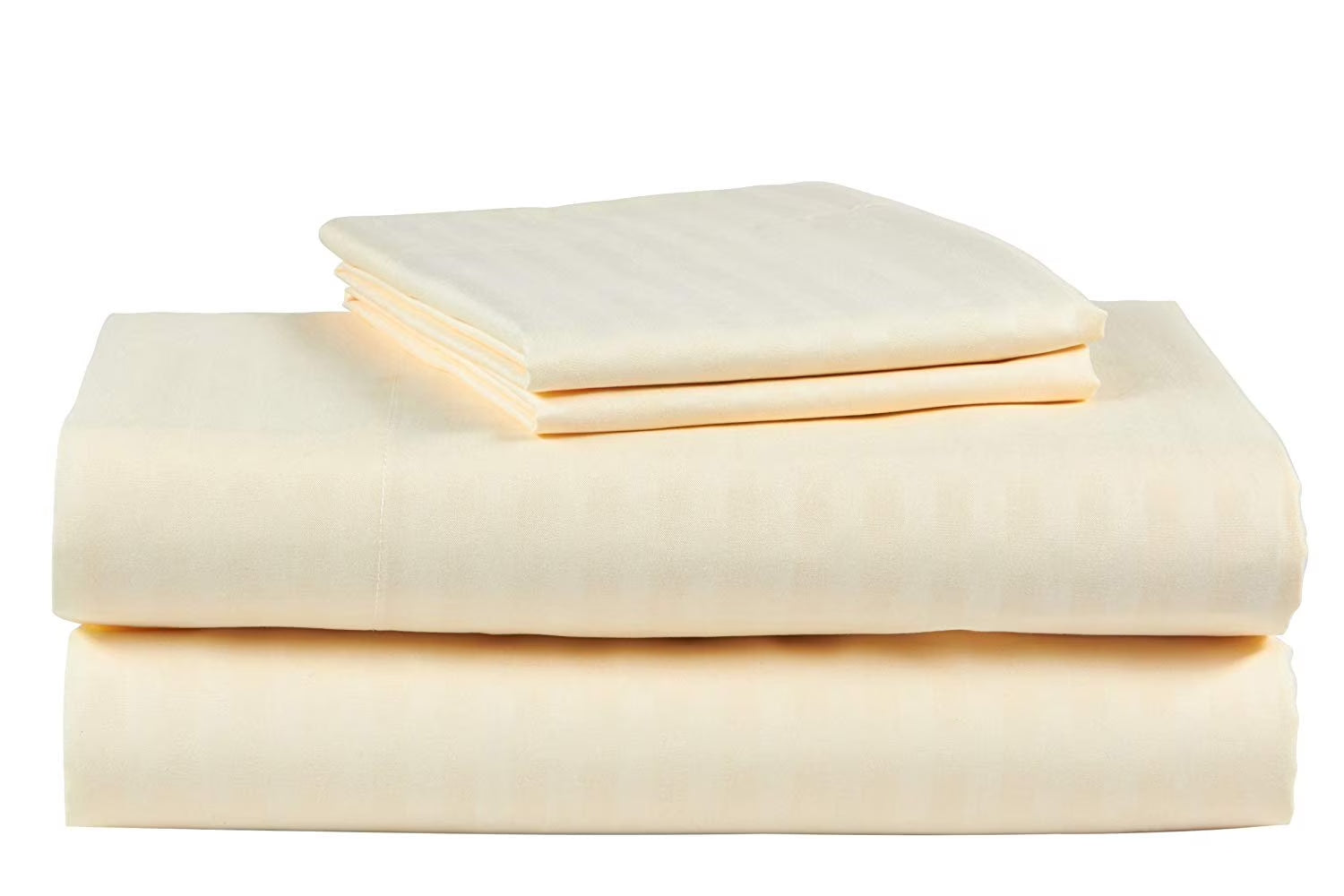 Queen Size Ivory 500 Thread Count 100% Cotton Sateen Dobby Stripe Sheet Set