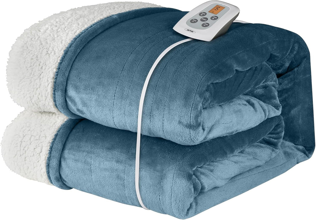 SUNVIVI Heated Blanket King Size, Heating Electric Throw Blanket Dual Control, 10 Heat Settings, 12 Hours Auto Off, Machine Washable, ETL Certified, Overheating Protection, Grey