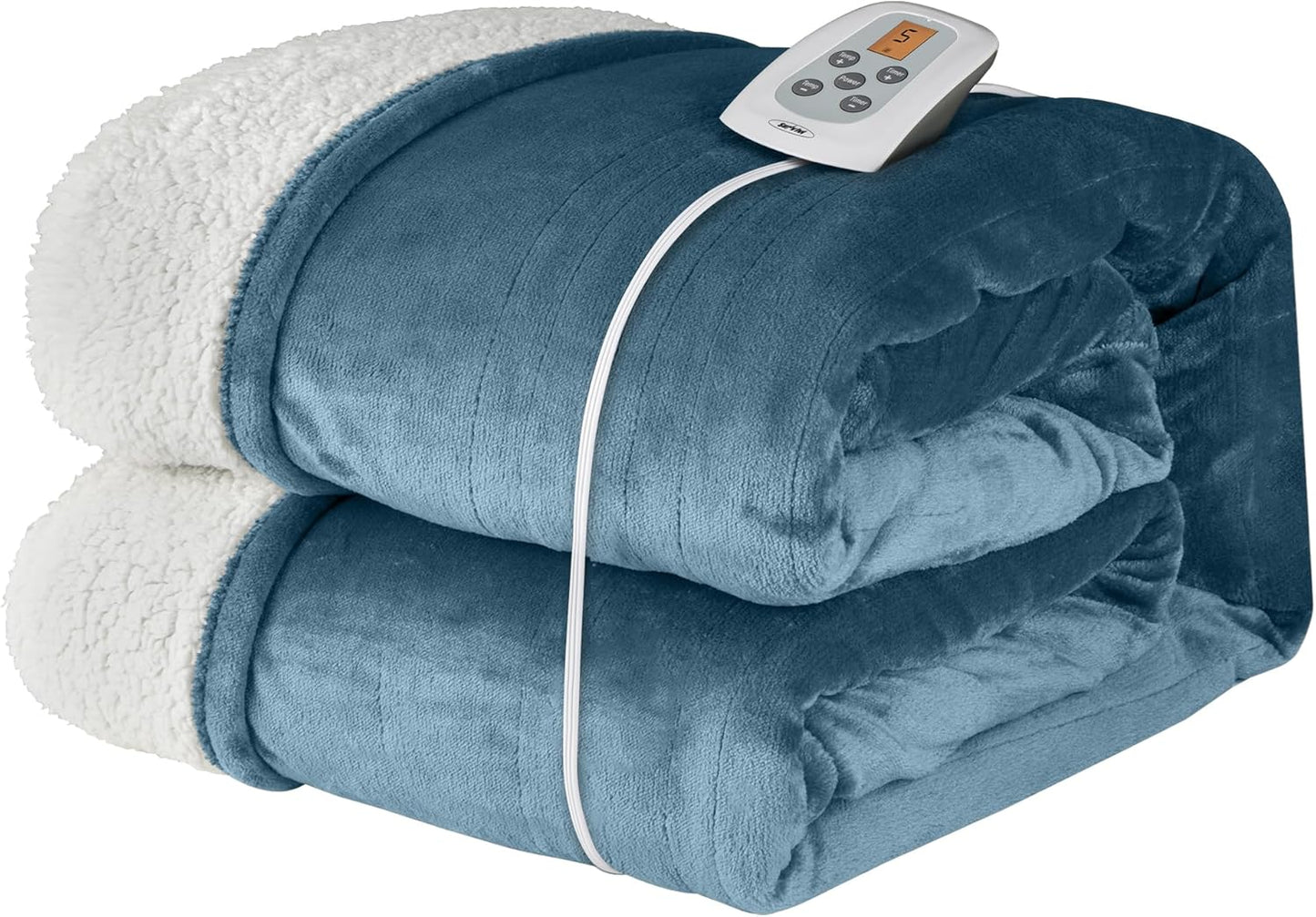 SUNVIVI Heated Blanket King Size, Heating Electric Throw Blanket Dual Control, 10 Heat Settings, 12 Hours Auto Off, Machine Washable, ETL Certified, Overheating Protection, Grey