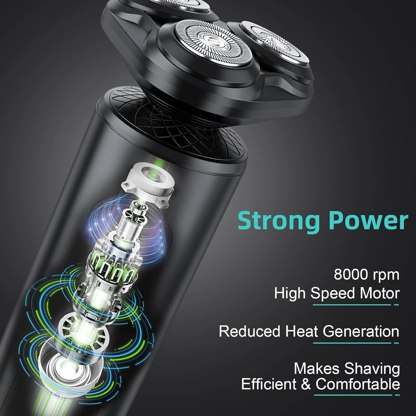 Electric Shaver for Men, 2 in 1 Cordless Rechargeable Electric Razor with Beard Trimmer, IPX7 Waterproof, Black