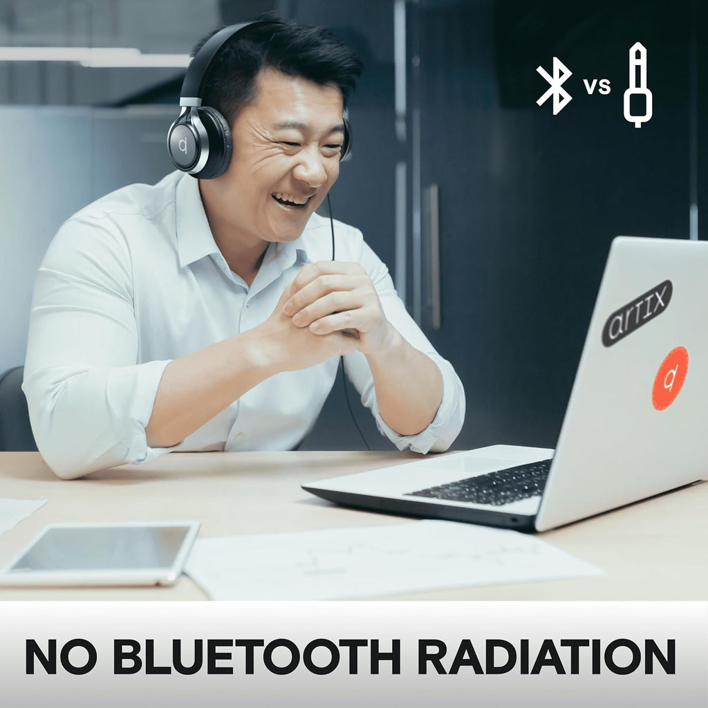 ARTIX CL750 Wired Headphones with Mic & Volume Control — Noise Isolating On-Ear Headphones for Computer and Laptop Wired, Plug in Corded Headphone over Ear with Wire (Foldable, Aux Jack 3.5Mm)