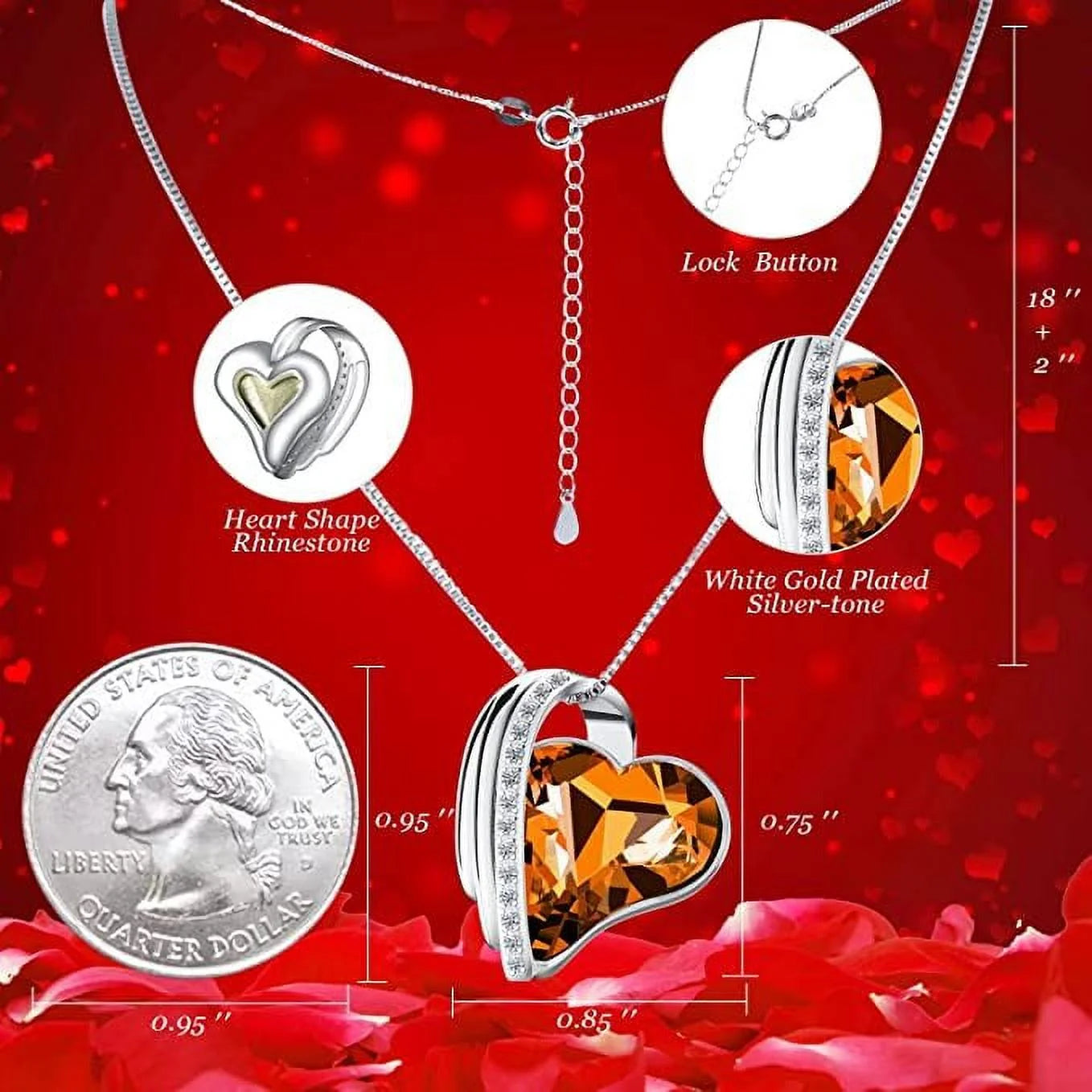 Birthstone Necklaces for Women with Heart Pendant,Birthday Gifts for Women,Birthday Anniversary Gifts for Mom Wife Girlfriend Friend Sister,Mother'S Day Necklace