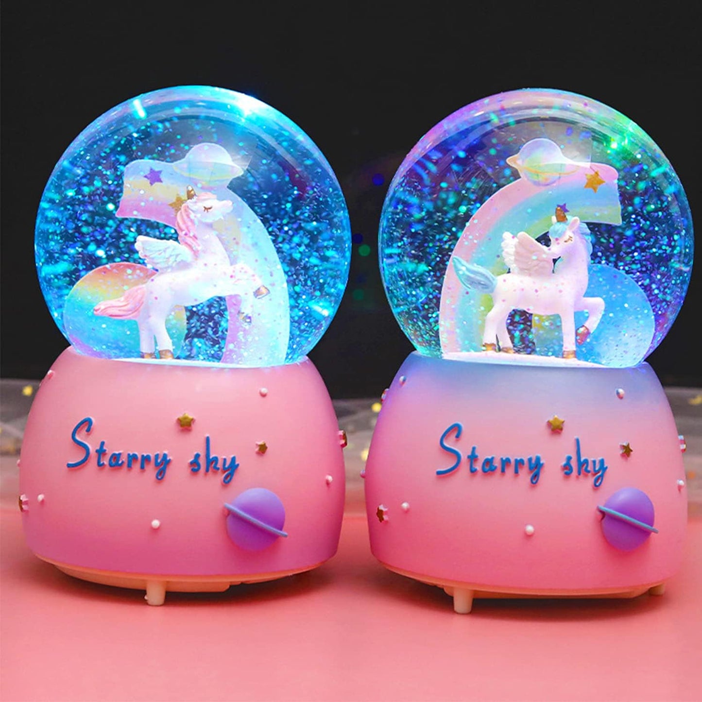 Unicorn Snow Globe for Kids, 80 MM Snow Globe with Musics, Perfect Unicorn Music Box for Granddaughters Babies Birthday