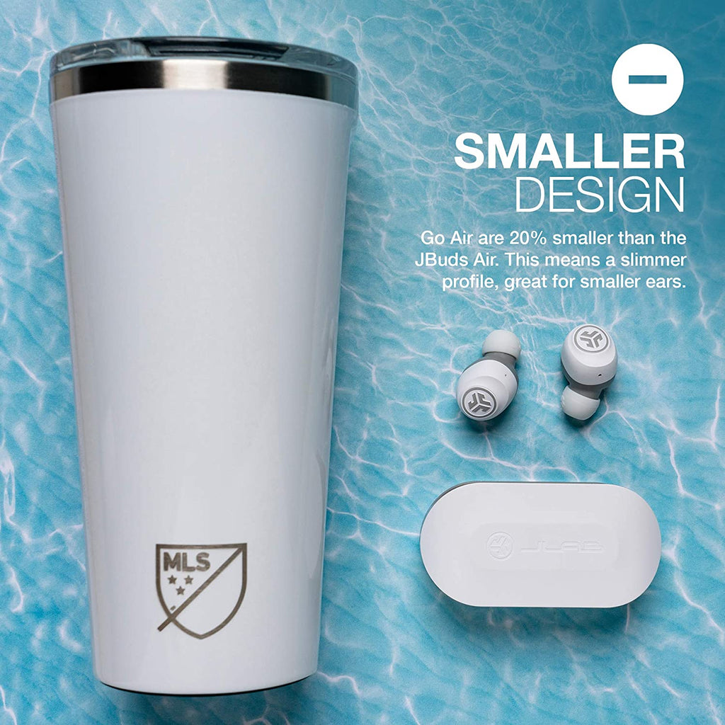 Jlab Go Air True Wireless Bluetooth Earbuds + Charging Case, Dual Connect, IP44 Sweat Resistance, Bluetooth 5.0 Connection, 3 EQ Sound Settings Signature, Balanced, Bass Boost (White)