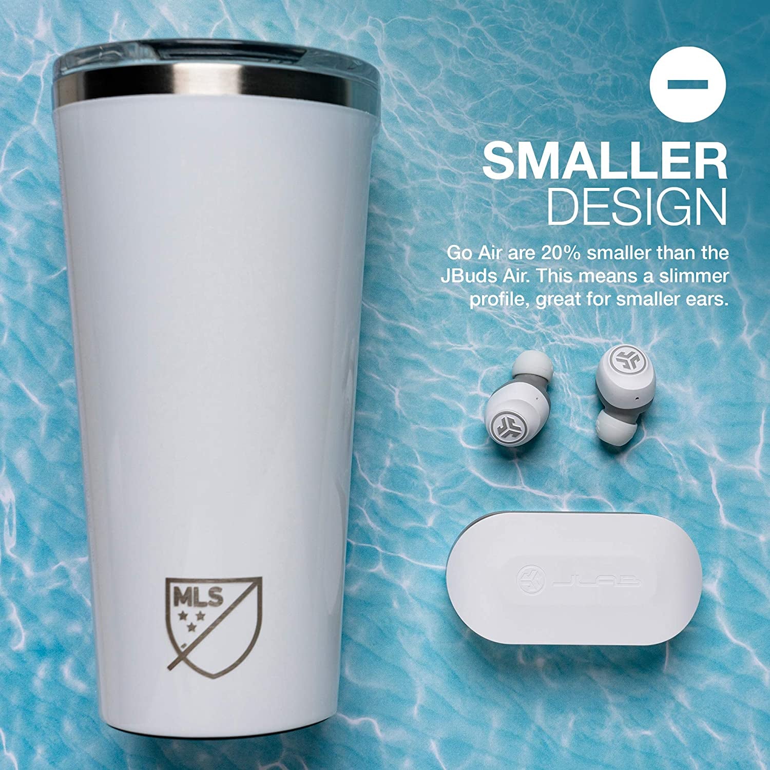 Jlab Go Air True Wireless Bluetooth Earbuds + Charging Case, Dual Connect, IP44 Sweat Resistance, Bluetooth 5.0 Connection, 3 EQ Sound Settings Signature, Balanced, Bass Boost (White)