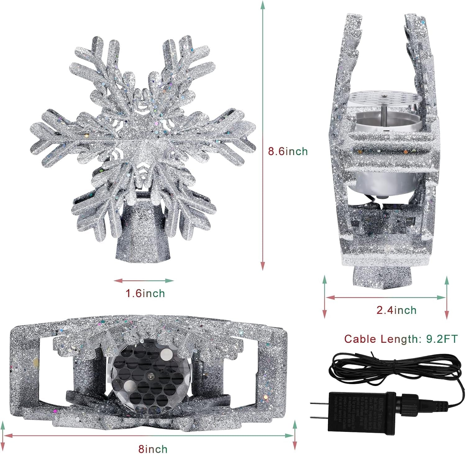 Christmas Tree Star Topper Light Christmas Tree Star Topper Projector with Rotating LED Snowflake Lights 3D Hollow for Christmas Tree Decorations