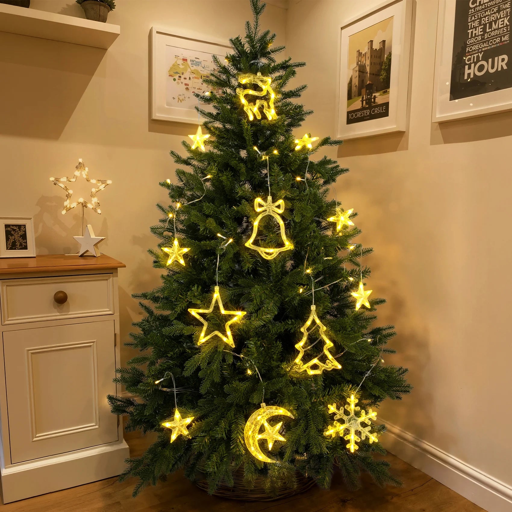 Christmas Decorations, 11.5FT Christmas Hanging Curtain Lights for Indoor Outdoor Window Home Xmas Decor