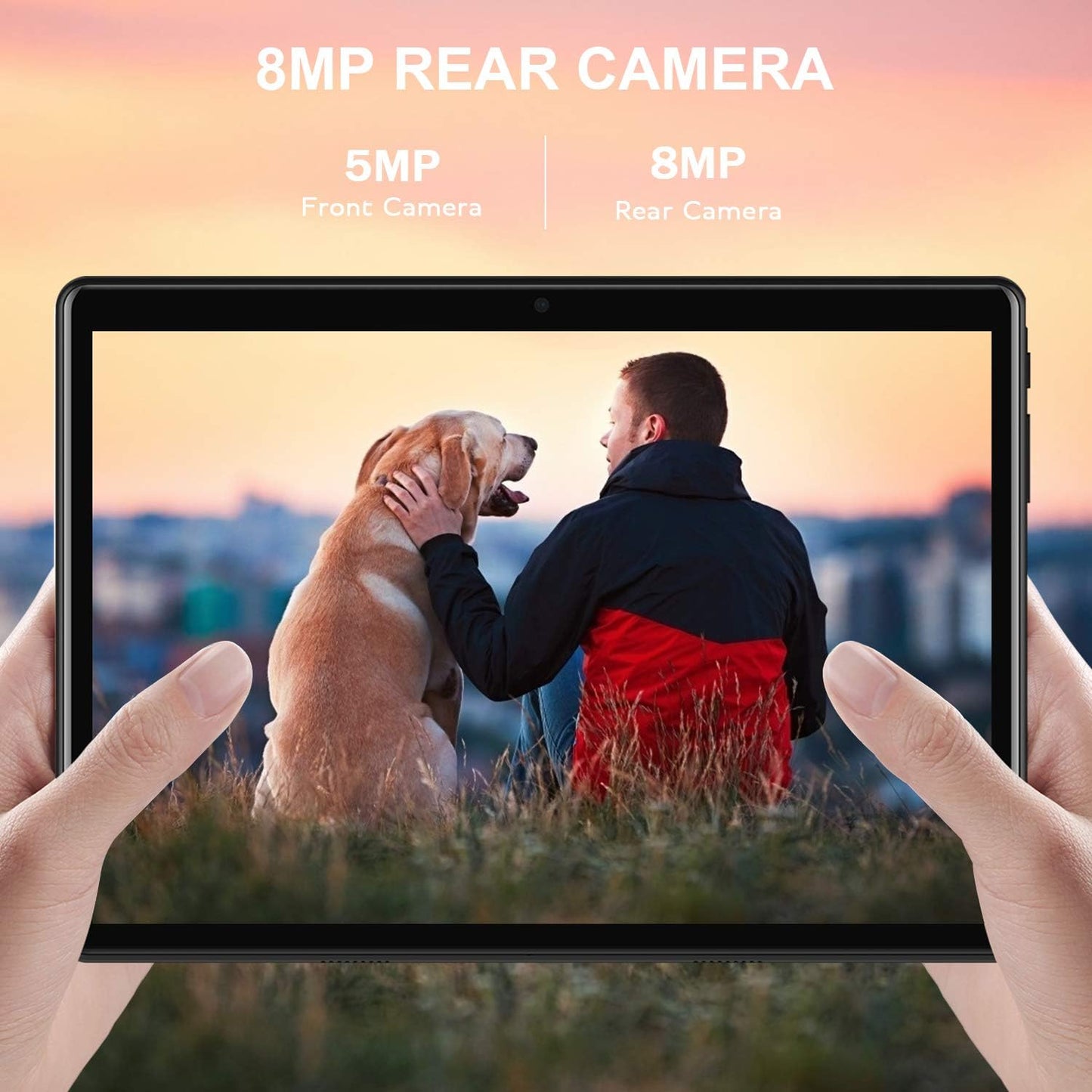 2 in 1 Tablets, Android 10.0 Tablet PC with Wireless Keyboard Case, 4GB RAM 64GB ROM/128GB Computer Tablets, Quad Core, HD/IPS, 8000Mah, 13MP Dual Camera, Cellular Dual 4G SIM + Wifi, DGO-P8