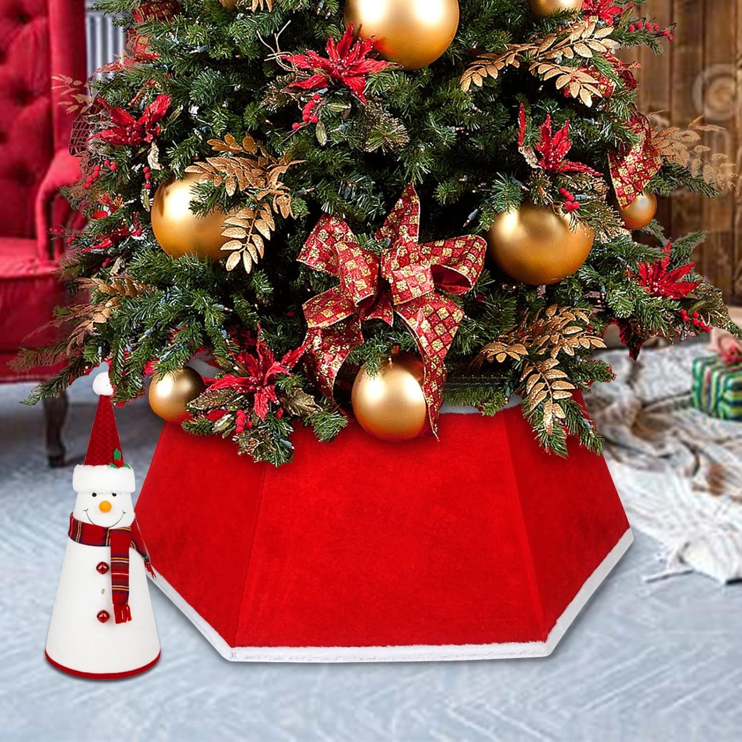 SHENG HONG 22 Inch Christmas Tree Collar Christmas Tree Skirts Tree Ring Christmas Decorations for Party Holiday Home Decoration
