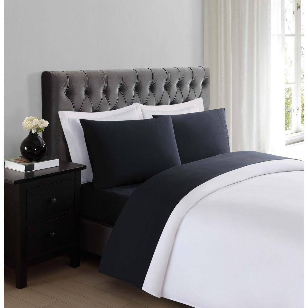 Black 3-Piece Solid 180 Thread Count Microfiber Twin Sheet Set