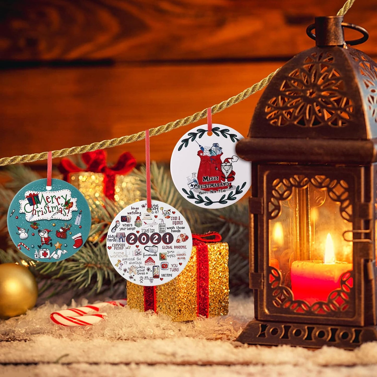 2021 Christmas Ornaments, Meaningful Christmas Tree Hanging Decorations Pandemic Commemorative Ornament Gift for Xmas