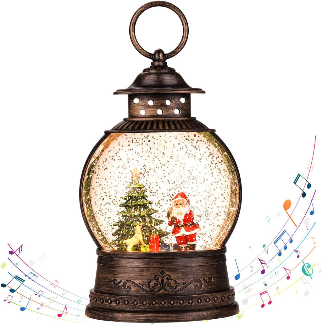 Snow Globe Christmas Decorations Musical Snow Globe Lantern, Christmas Table Lantern Caroler Lighted Water Lanterns USB & Battery Operated, Christma Decor Indoor and Xmas Gifts