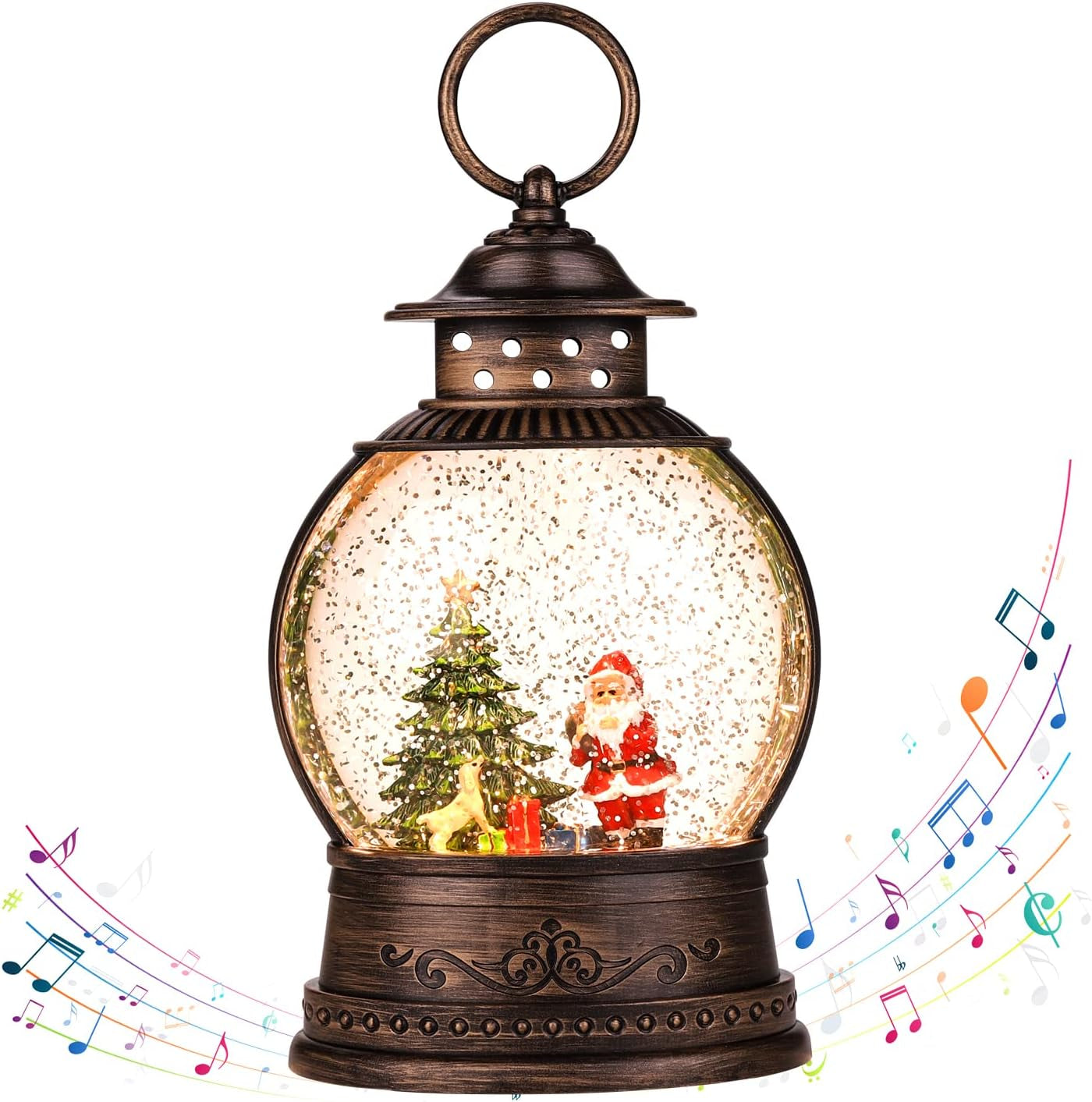 Snow Globe Christmas Decorations Musical Snow Globe Lantern, Christmas Table Lantern Caroler Lighted Water Lanterns USB & Battery Operated, Christma Decor Indoor and Xmas Gifts