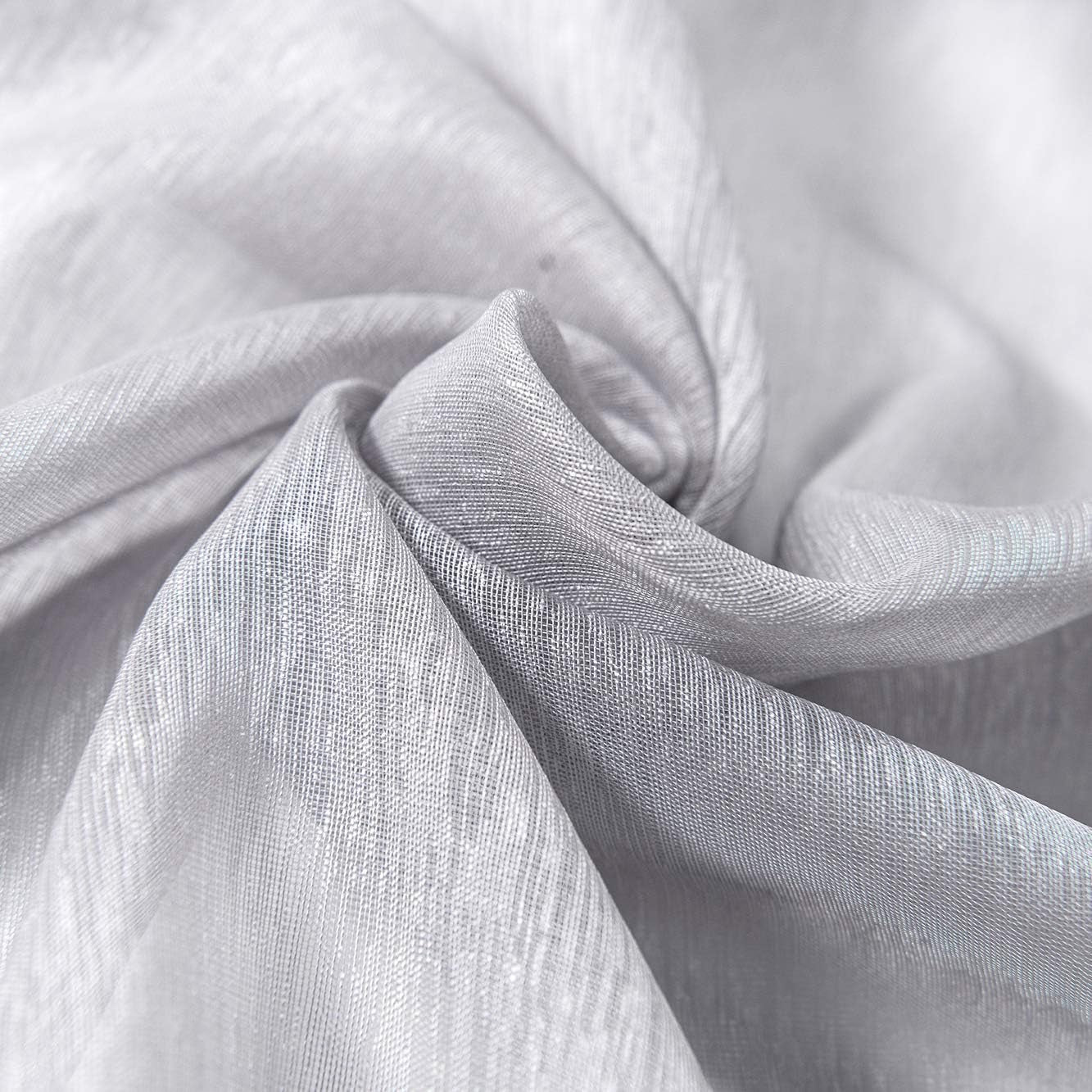 KOUFALL Silver Sheer Curtains, Luxury Curtain for Living Room Bedroom, Light Grey Grommet Backdrop Curtains for Party, 52 X 84 Inch Length, 2 Panels Set, Gray