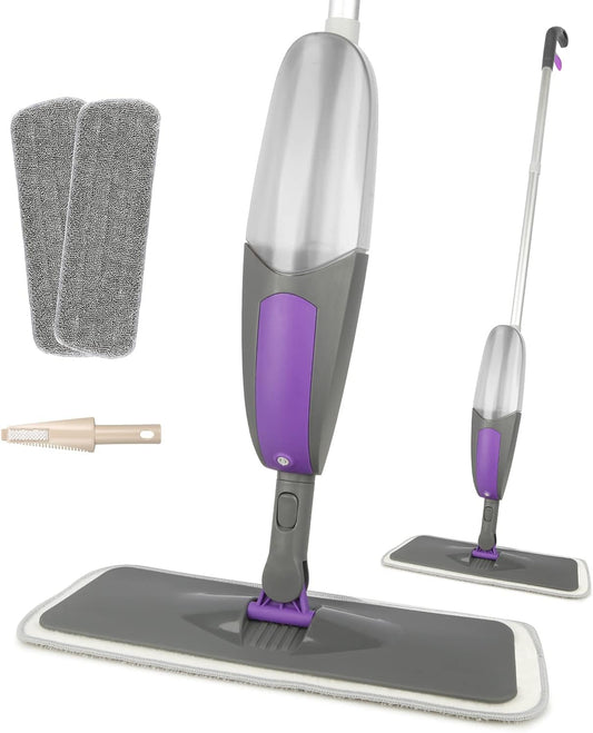 Spray Mops for Floors Cleaning, HOMSIER Microfiber Flat Floor Mop Wet Dry with 550ML Refillable Bottle 2 Washable Pads Replacement for Wooden Laminate Tile Marble Kitchen