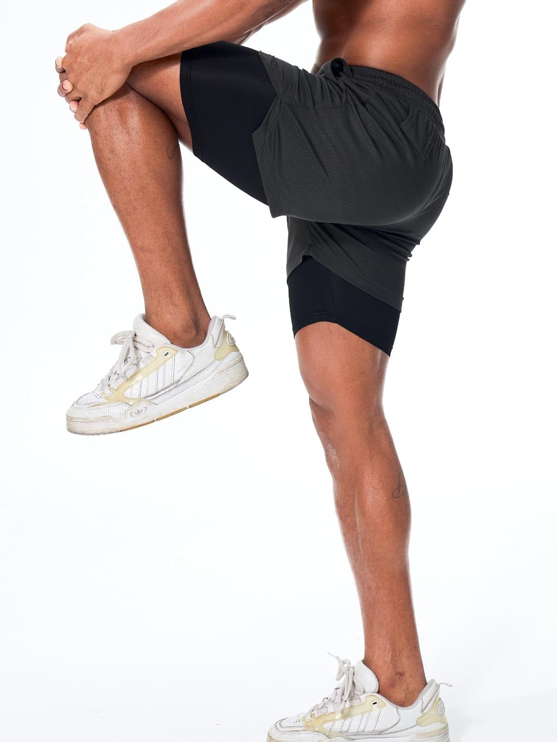 Surenow Men'S Athletic Running Shorts Quick Dry Workout Shorts 2 in 1 Shorts 5" Gym Running Shorts for Men with Phone Pocket