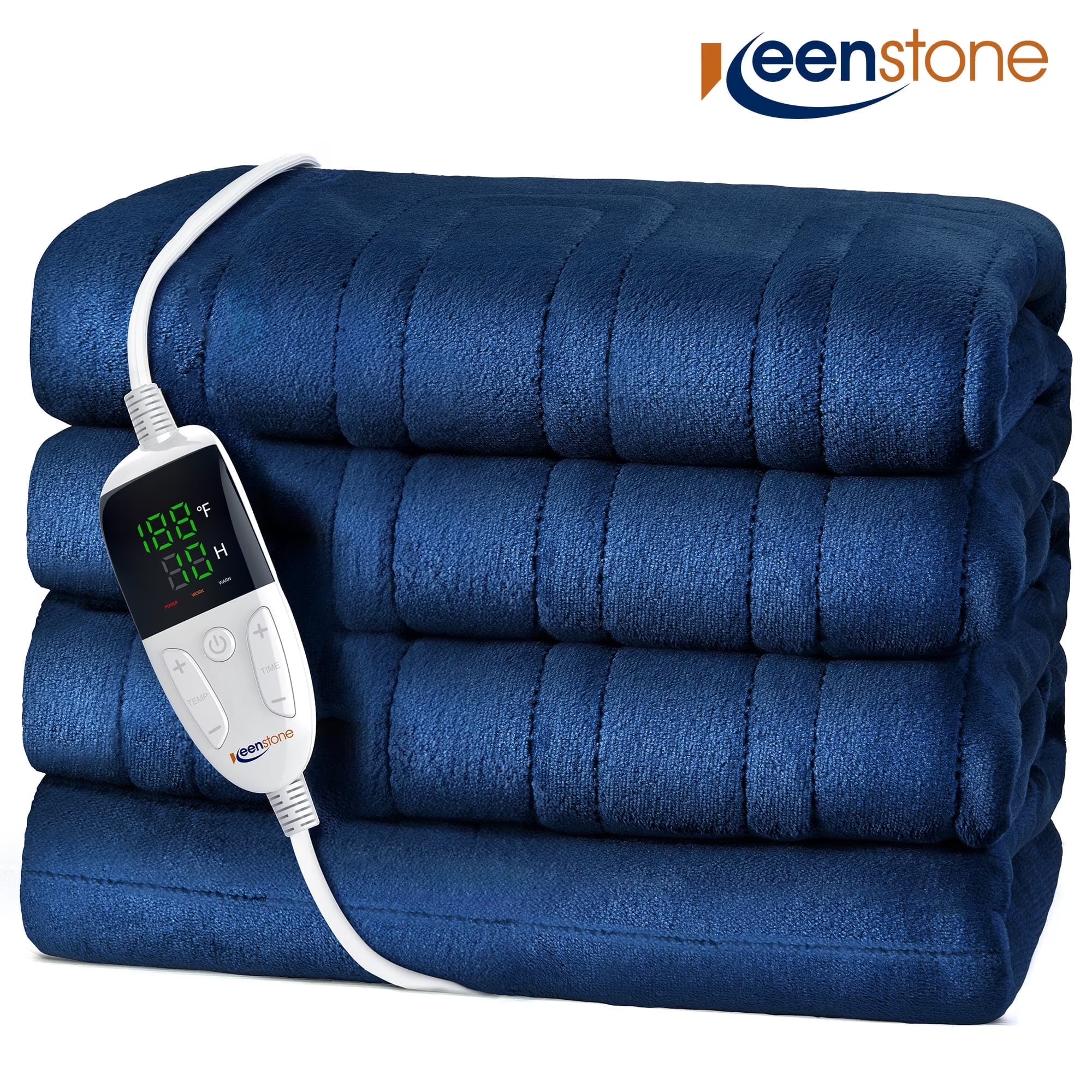 Double-Sided Flannel Electric Heated Blanket Twin, 62"X84" Machine Washable Fast Heating Blanket for Office Bedroom Livingroom - Blue