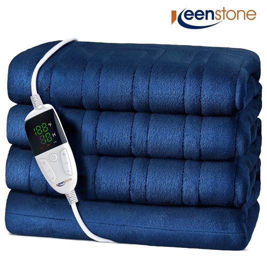 Double-Sided Flannel Electric Heated Blanket Twin, 62"X84" Machine Washable Fast Heating Blanket for Office Bedroom Livingroom - Blue