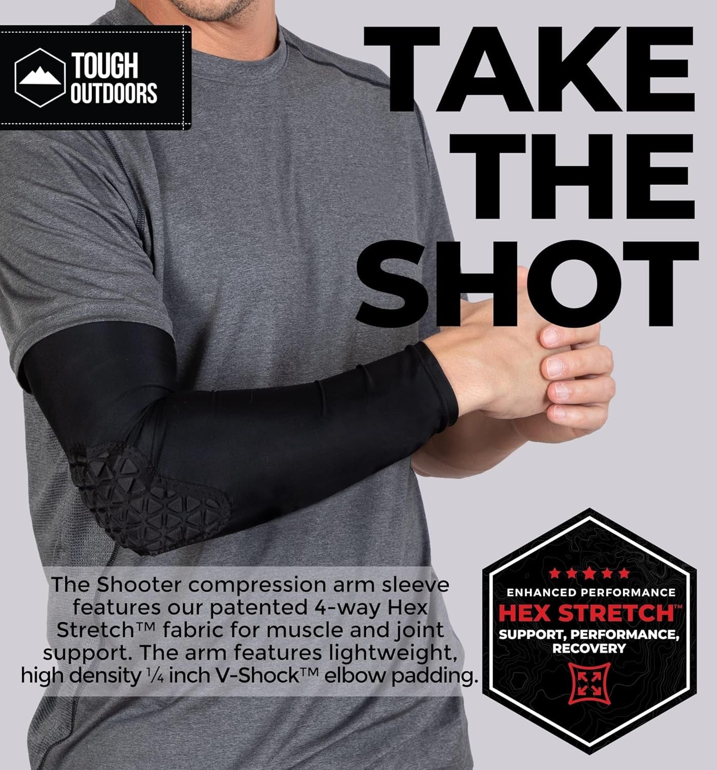 Tough Outdoors Padded Arm Sleeve - Padded Elbow Sleeve, Basketball Arm Sleeve - Volleyball Elbow Sleeve, Football Arm Pad