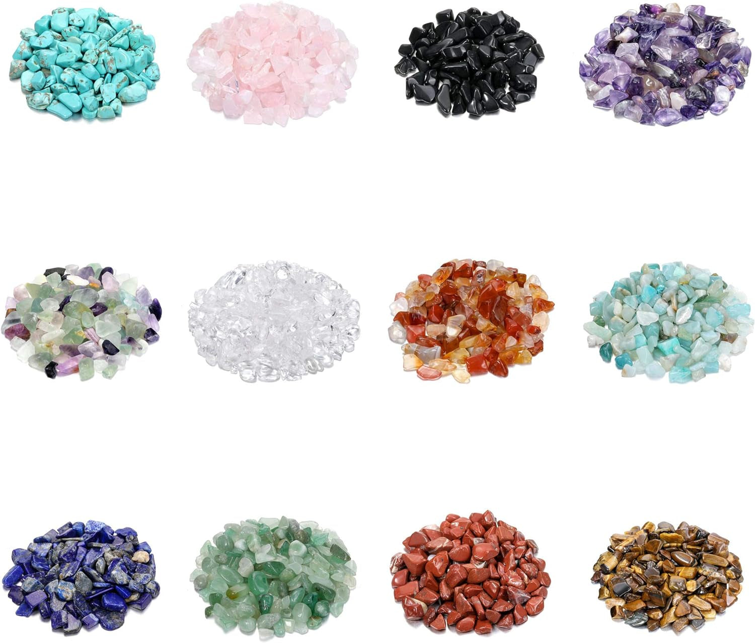 Crystaltears 12 Crystal Gemstone Bottles Reiki Chip Crystals for Witchcraft Healing Tumbled Gem Wicca Stones Set with Gift Box for Meditation Home Decoration Christmas Gift (12Pcs)