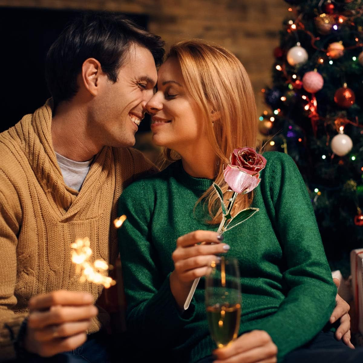 LOVCAS Birthday Gifts 24K Gold Rose, Gold Plated Rose Dipped Rose Everlasting Long Stem Real Rose, Rose Flower Gifts for Valentine'S Day/Christmas/Graduation/Best for Her,Mom,Wife,Women