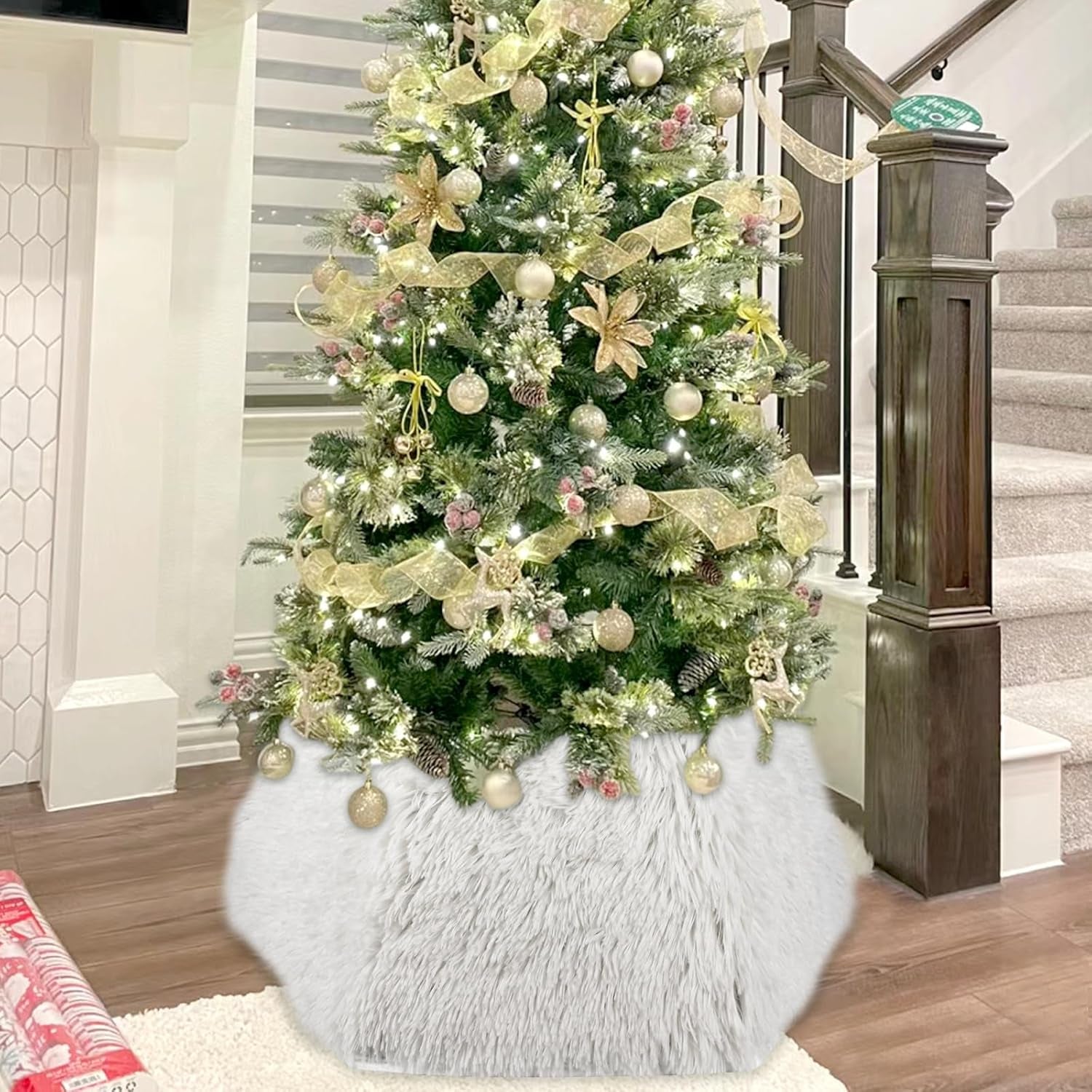 SHENG HONG 22 Inch Christmas Tree Collar Christmas Tree Skirts Tree Ring Christmas Decorations for Party Holiday Home Decoration