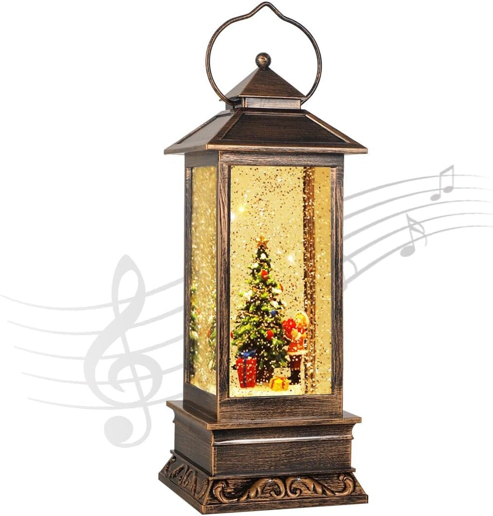 Snow Globe Christmas Decorations Musical Snow Globe Lantern, Christmas Table Lantern Caroler Lighted Water Lanterns USB & Battery Operated, Christma Decor Indoor and Xmas Gifts