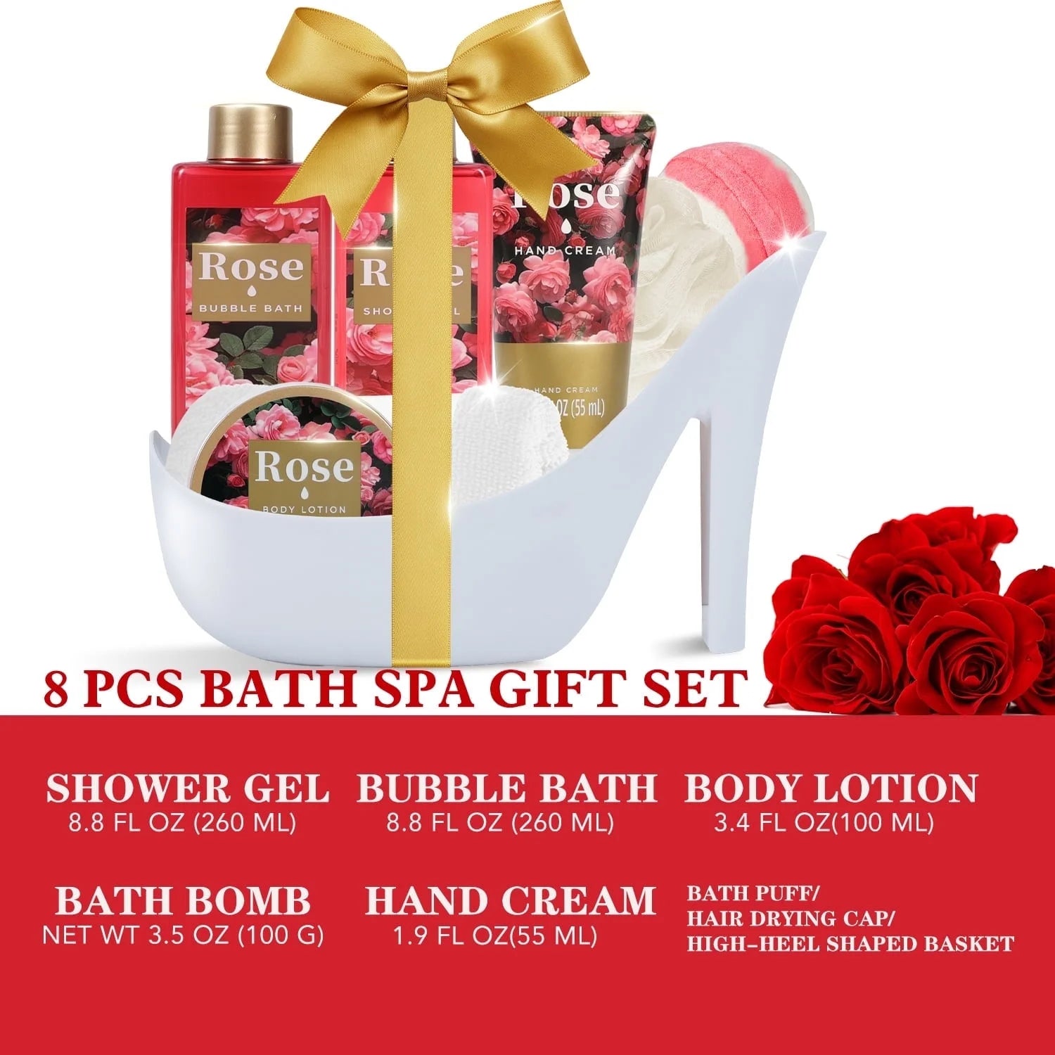 Gift Sets for Women, 8 Pcs Christmas Luxury Rose Birthday Holiday Gift Baskets for Her
