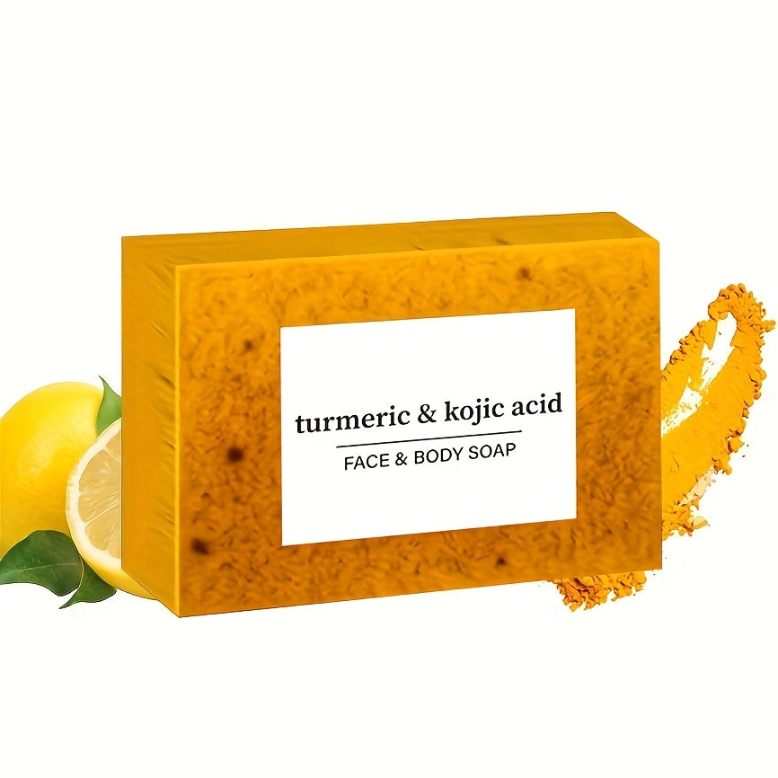 Turmeric and Kojic Acid Soap - Moisturizing, Unisex-Adult, Deeply Cleanses and Moisturizes - Rich in Turmeric, Vitamin E, Olive Oil, Suitable for All Types of Hair and Light Beige