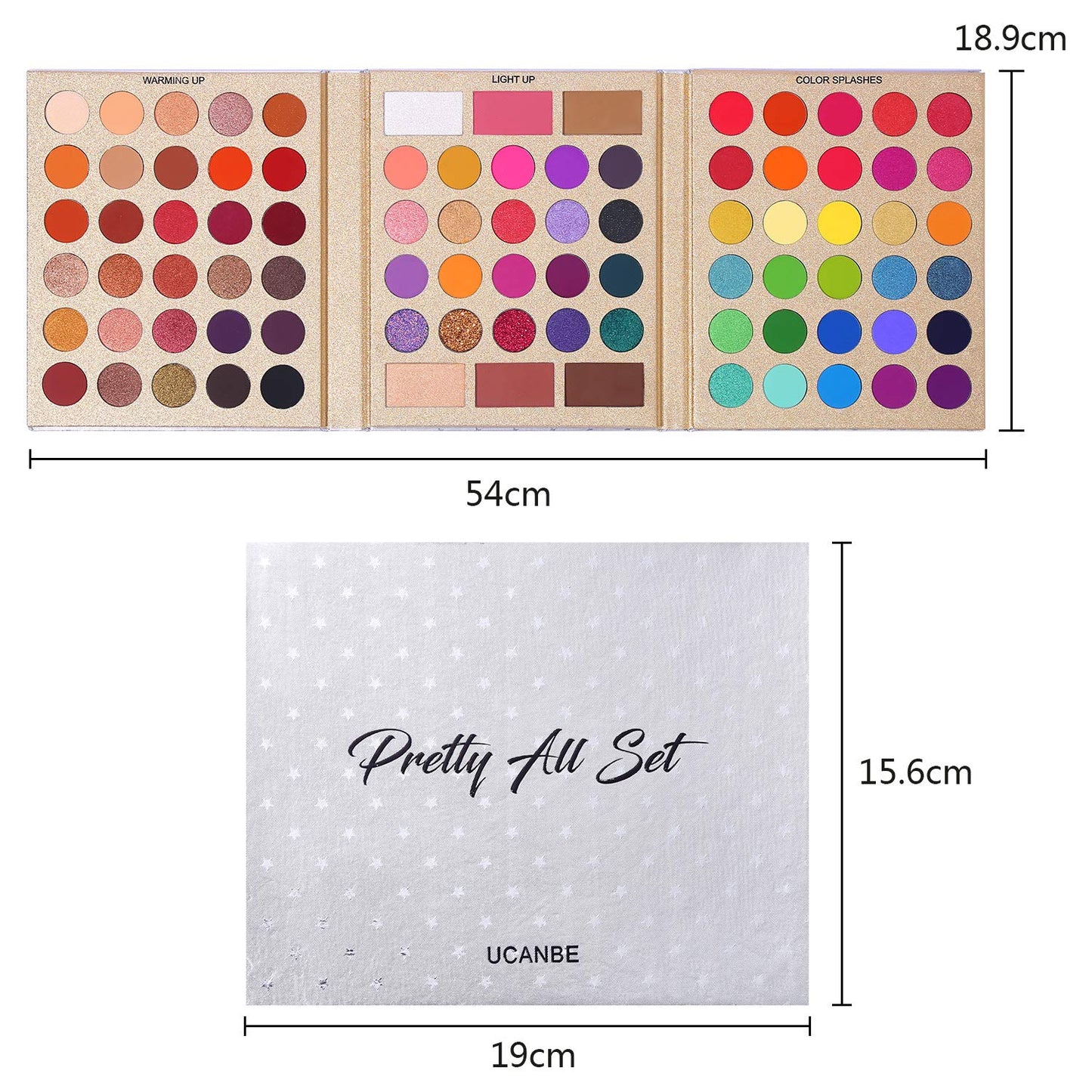 UCANBE Professional 86 Colors Eyeshadow Palette with 15Pcs Makeup Brushes Set Matte Glitter Long Lasting Highly Pigmented Waterproof Contour Blush Powder Highlighter All in One