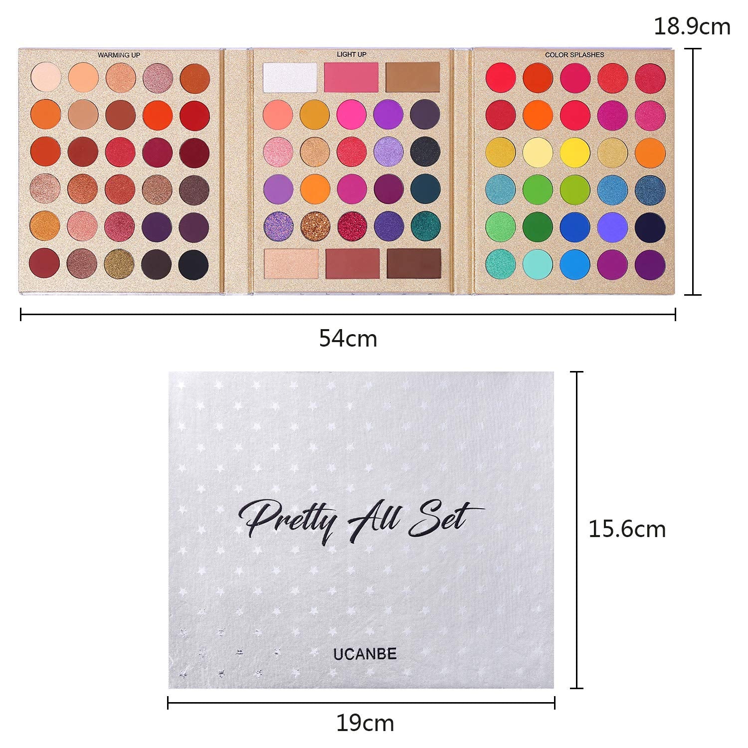 UCANBE Professional 86 Colors Eyeshadow Palette with 15Pcs Makeup Brushes Set Matte Glitter Long Lasting Highly Pigmented Waterproof Contour Blush Powder Highlighter All in One