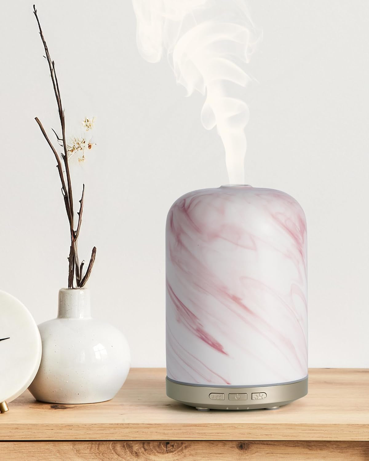 Essential Oil Diffuser,110Ml Diffusers for Essential Oils Large Room, Ceramic Diffusers Decorative Ultrasonic Defuzzer, Ideal for Aesthetic Home,Dorm Décor, Yoga,White