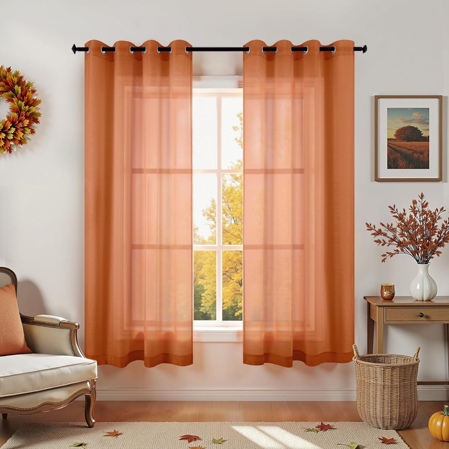 KOUFALL Silver Sheer Curtains, Luxury Curtain for Living Room Bedroom, Light Grey Grommet Backdrop Curtains for Party, 52 X 84 Inch Length, 2 Panels Set, Gray