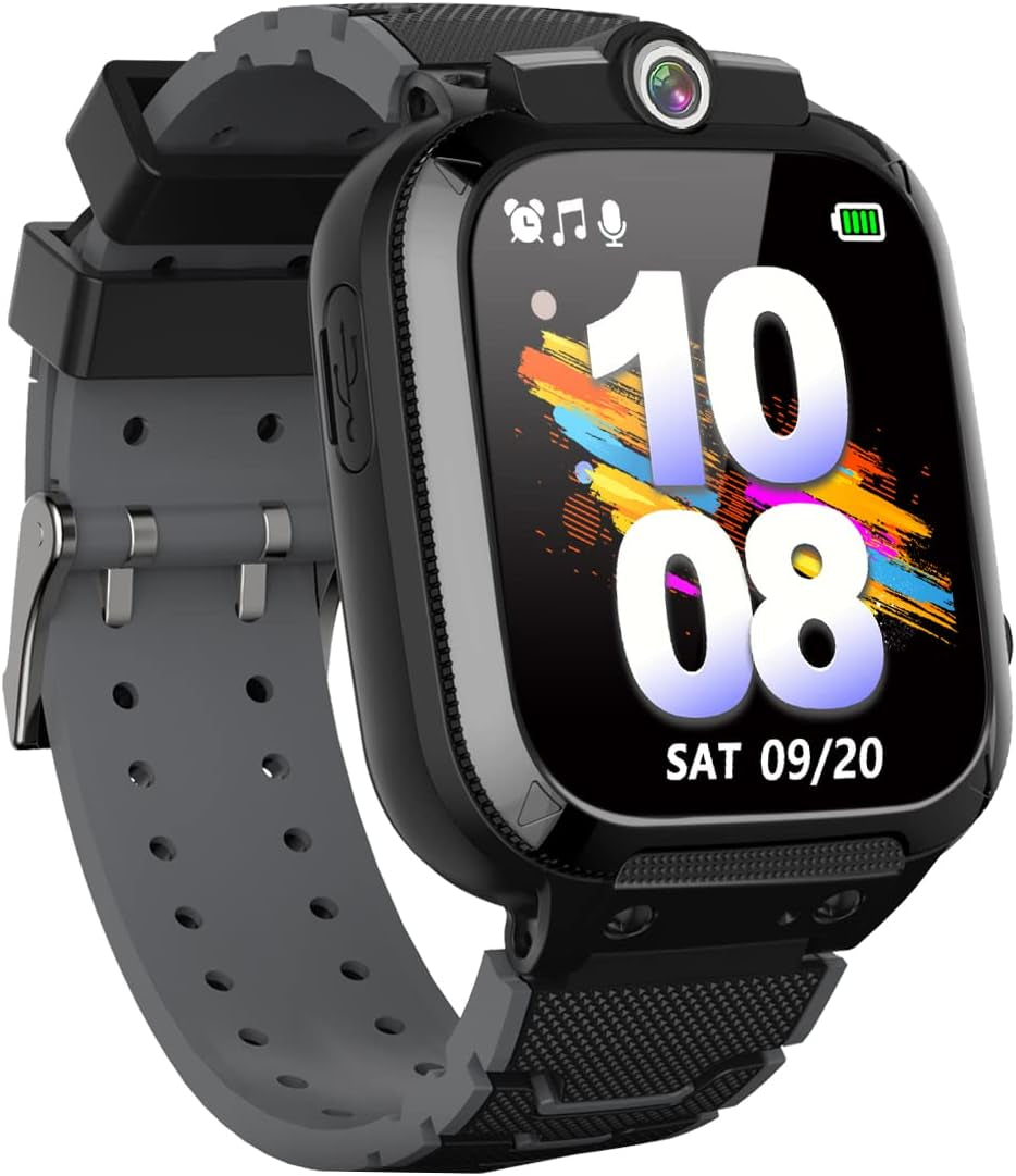 OVV Kids Game Smart Watch for Boys Girls with Dual Camera Video Recording 14 Puzzle Games Music Player Flashlight Alarm Clock Calculator 12/24 Hr Touch Screen Children Age 4-12 Learning Toys (Black)