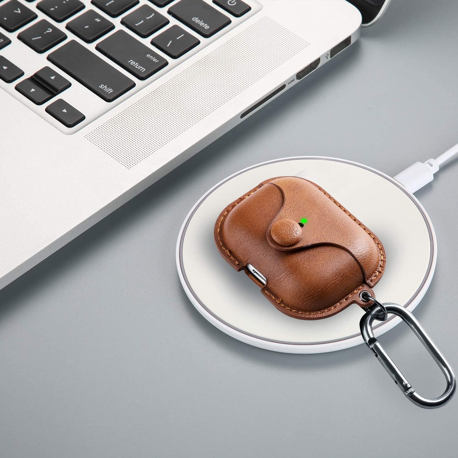 Maxjoy for Airpods Pro 2 Case Leather, Airpods Pro Leather Case Cover with Keychain Airpod Strap Compatible with Apple Airpod Pros 2Nd Generation 2023 2022/Airpods Pros 2019 (Front LED Visible), Brown