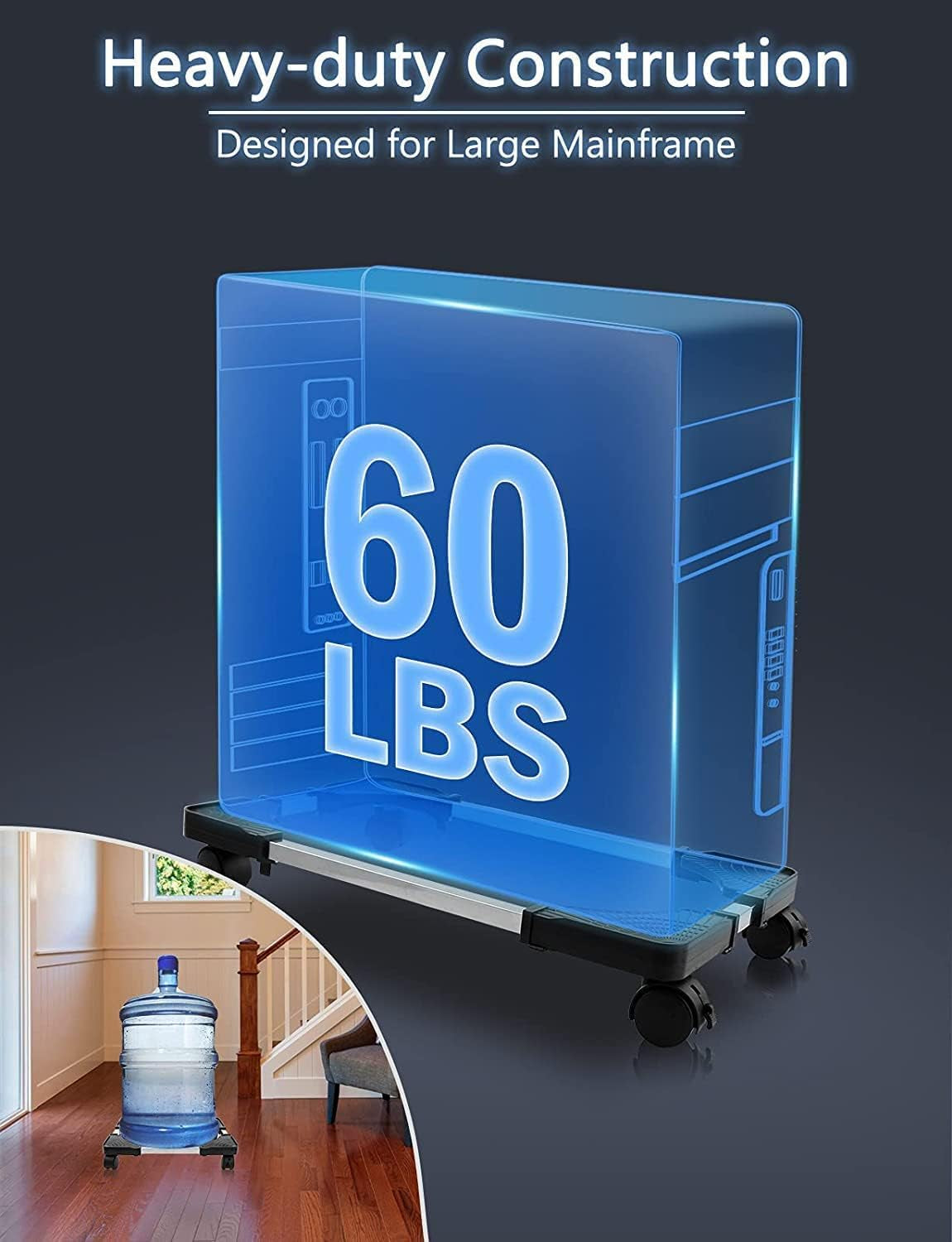 Seloom Computer Tower Stand, PC Stand, Adjustable Mobile CPU Stand with Rolling Wheels, PC Tower Stand for Floor Carpet Gaming PC Case, PC Riser for Gamers and Students